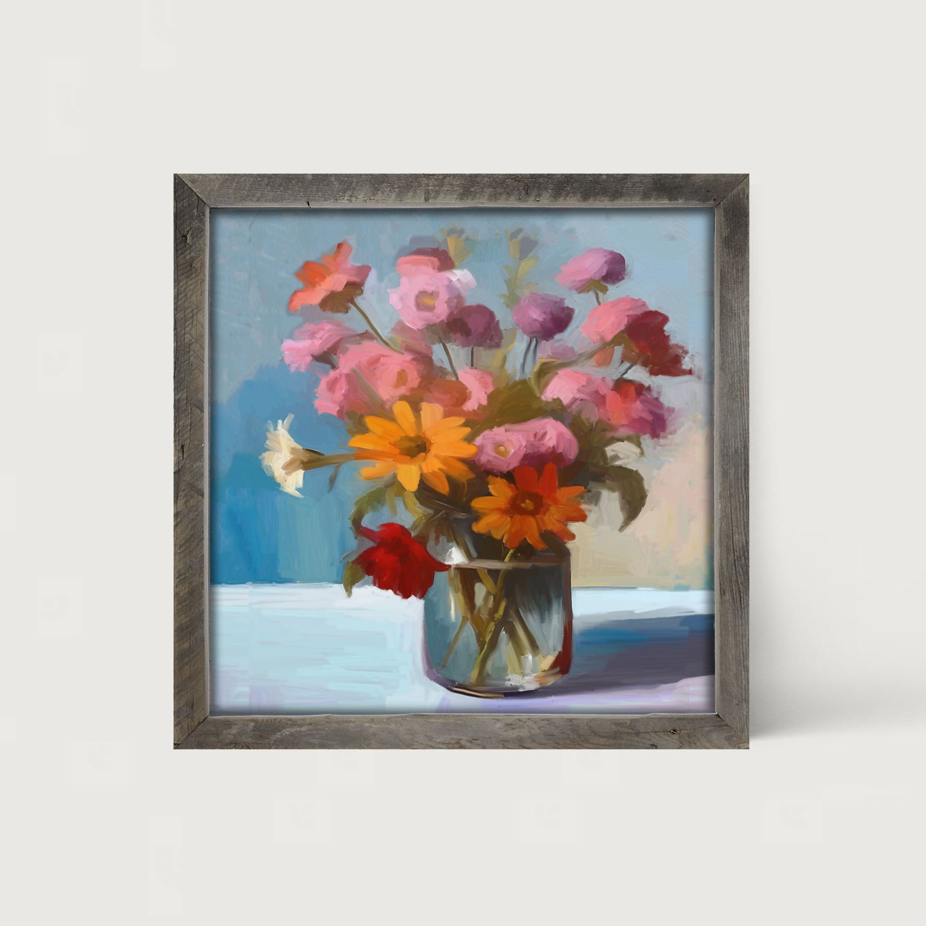 Glass Vase with flowers - Framed Art