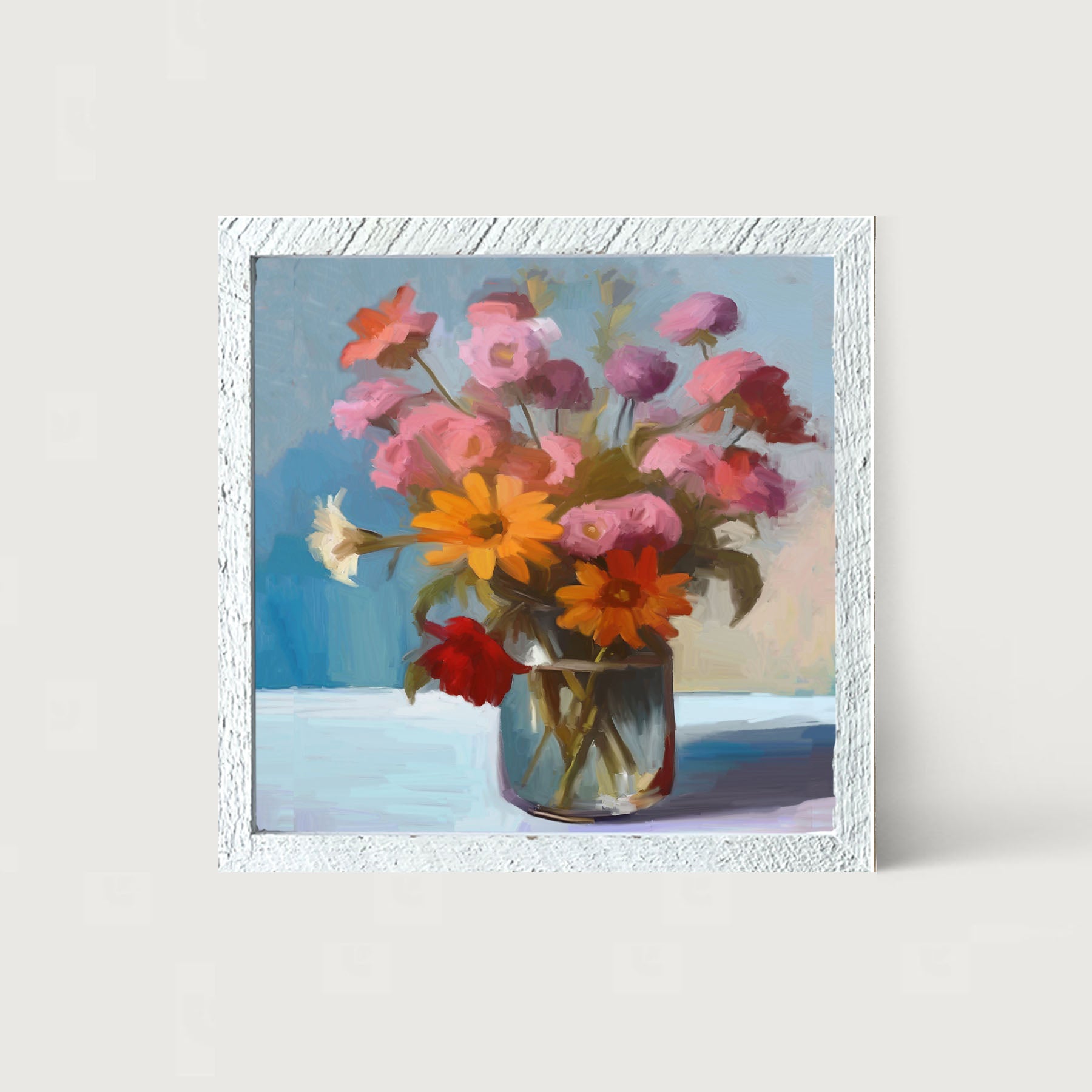 Glass Vase with flowers - Framed Art