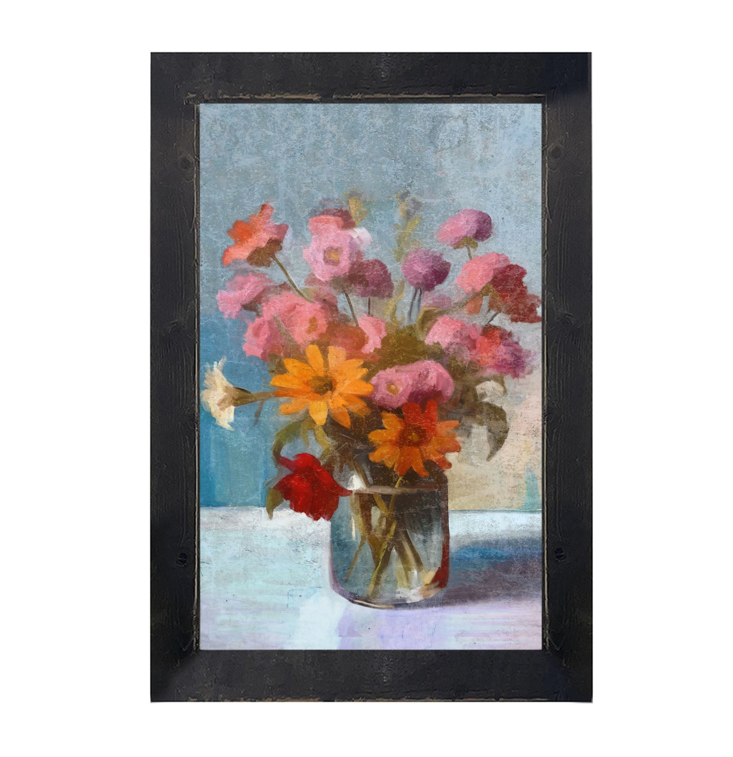 Glass Vase with flowers - Framed Art