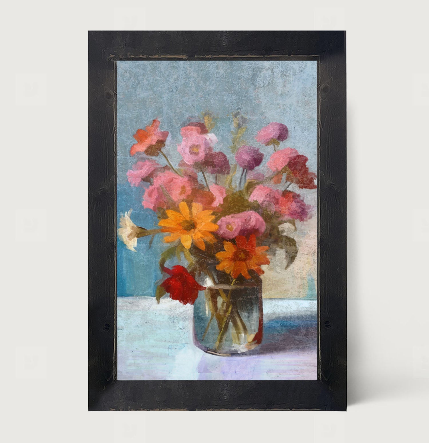 Glass Vase with flowers - Framed Art
