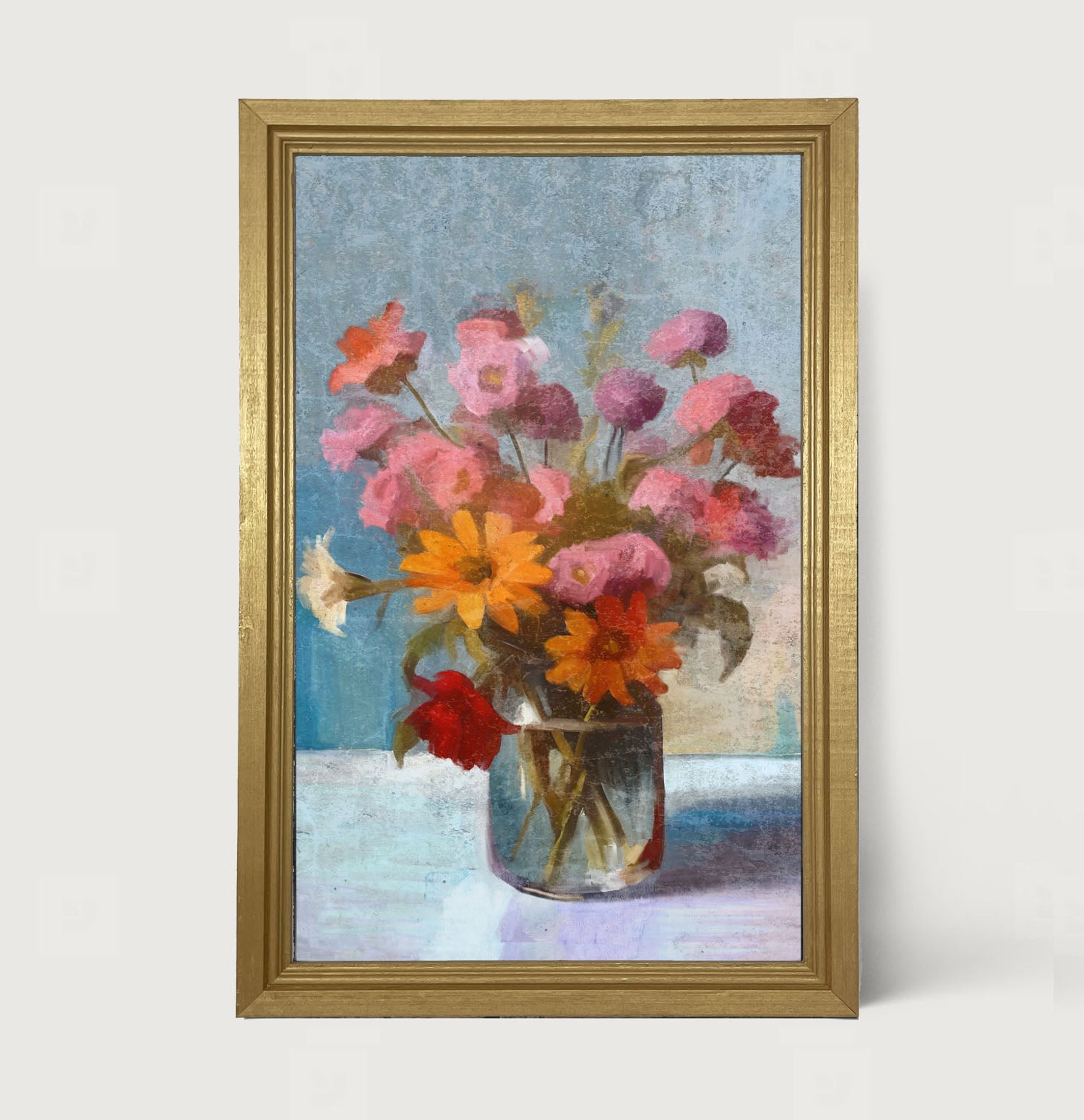 Glass Vase with flowers - Framed Art