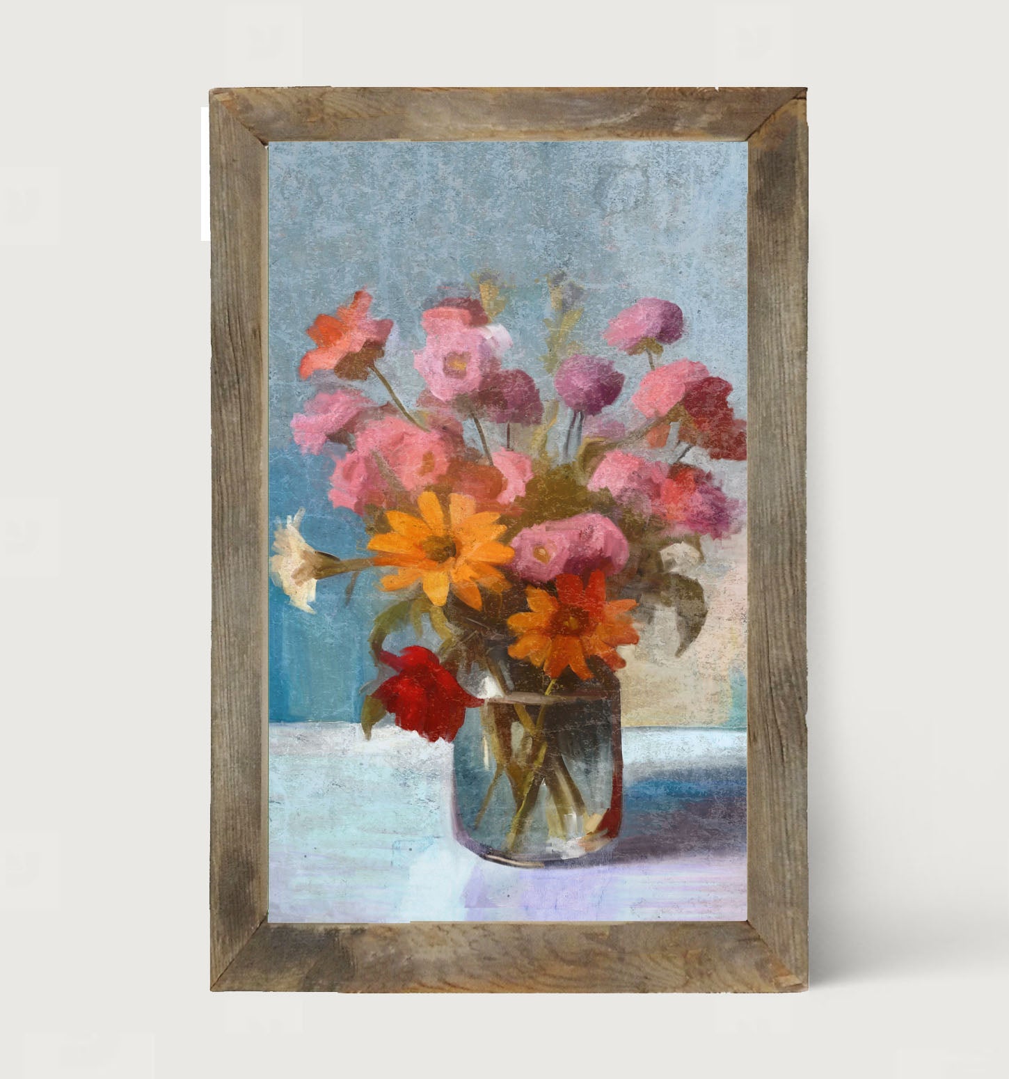 Glass Vase with flowers - Framed Art