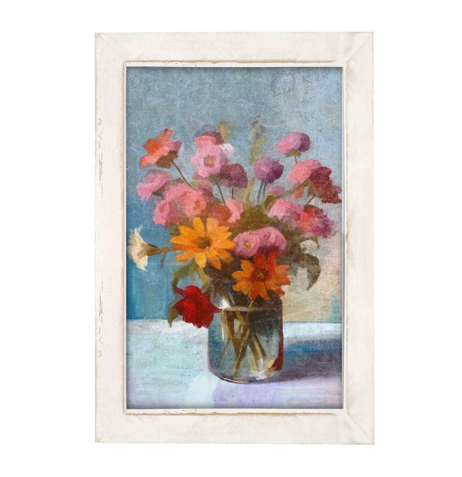 Glass Vase with flowers - Framed Art