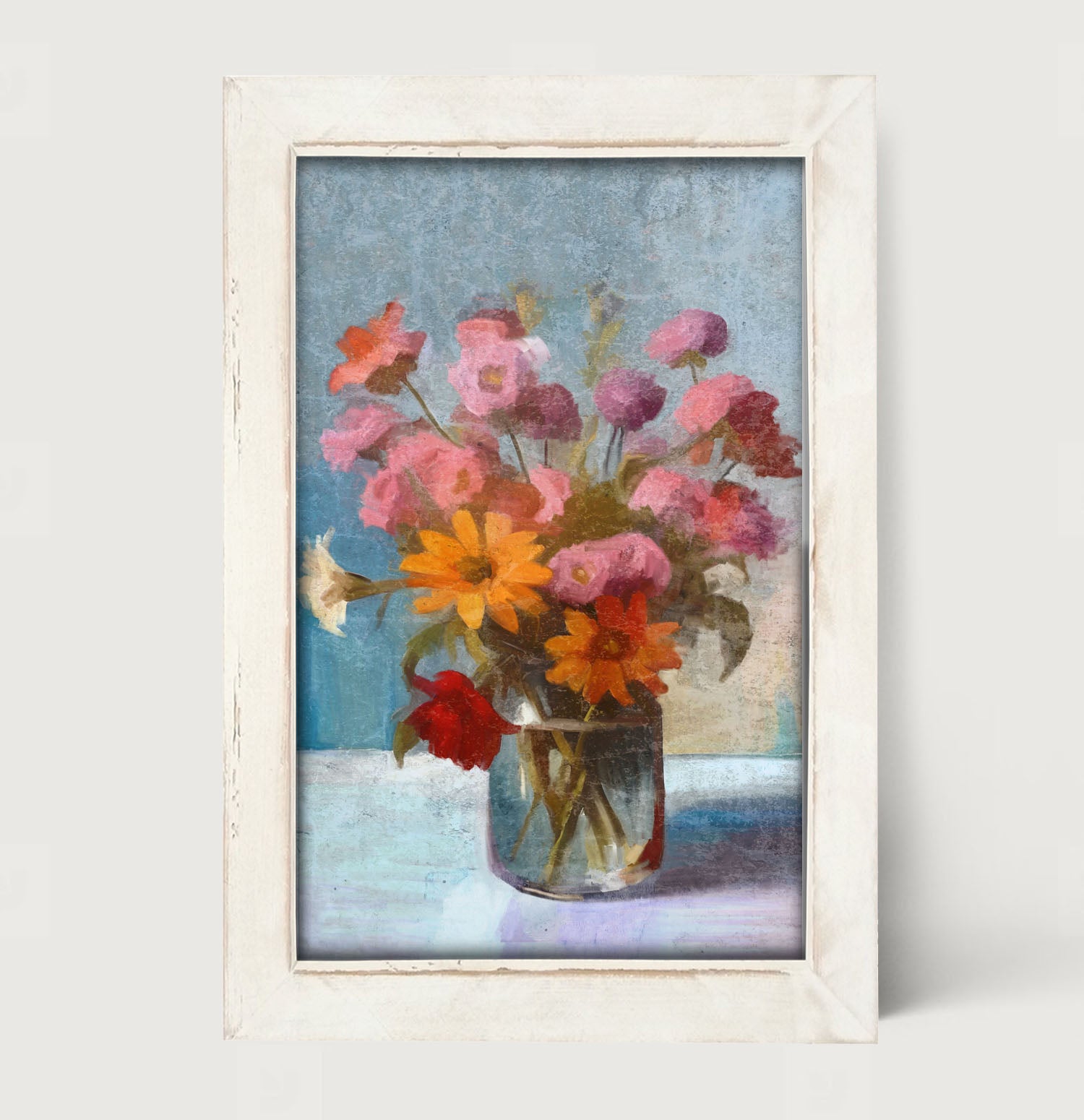 Glass Vase with flowers - Framed Art