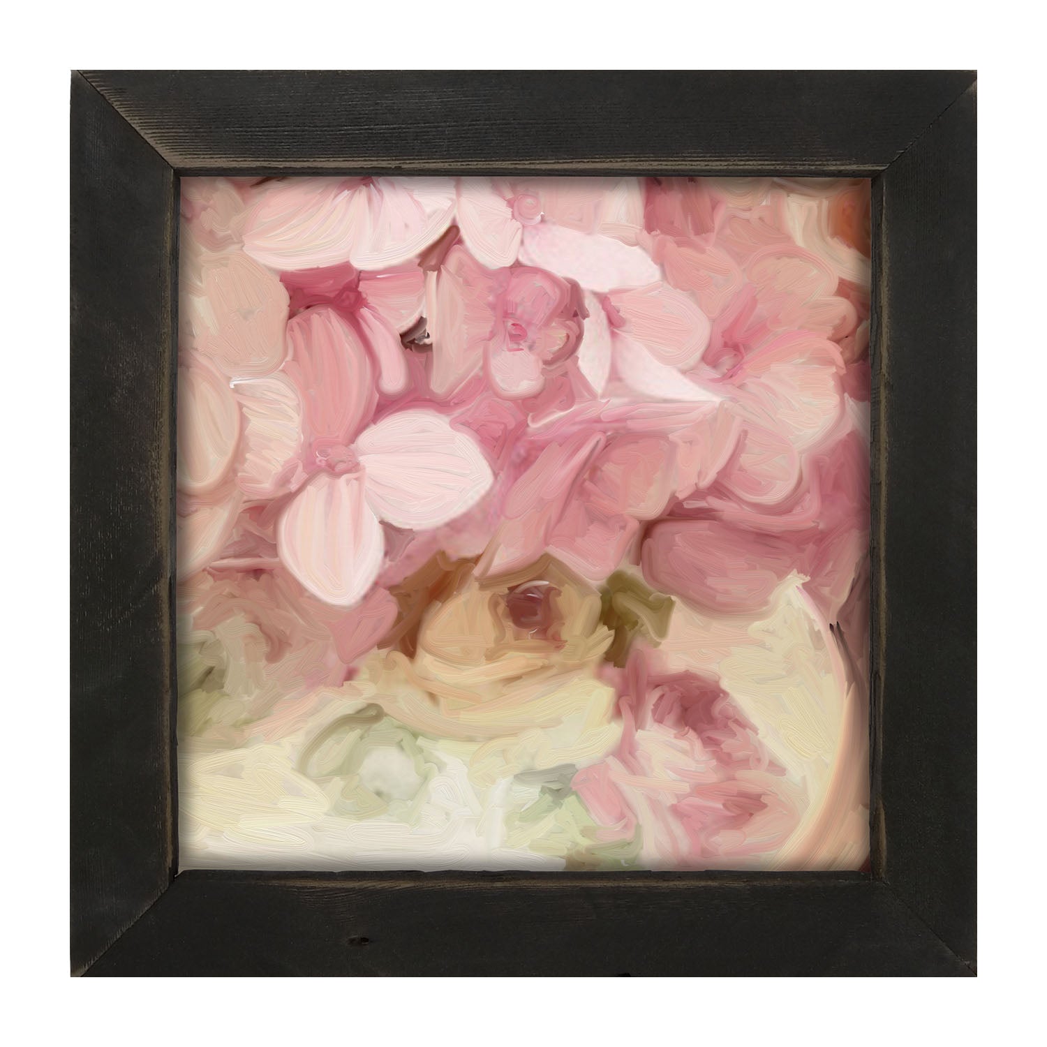 China Vase Pink Hydrangeas - Framed art