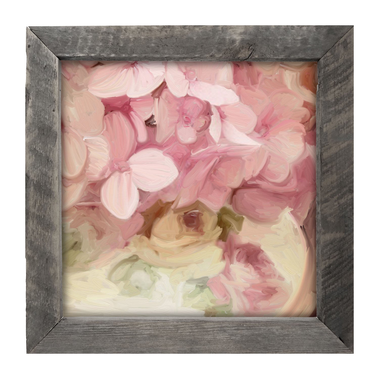 China Vase Pink Hydrangeas - Framed art