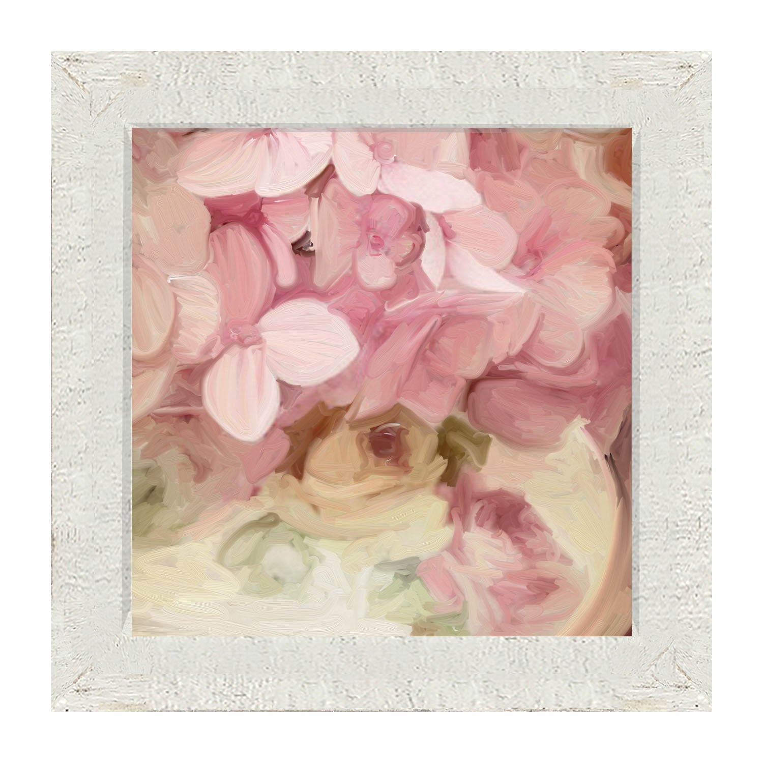 China Vase Pink Hydrangeas - Framed art