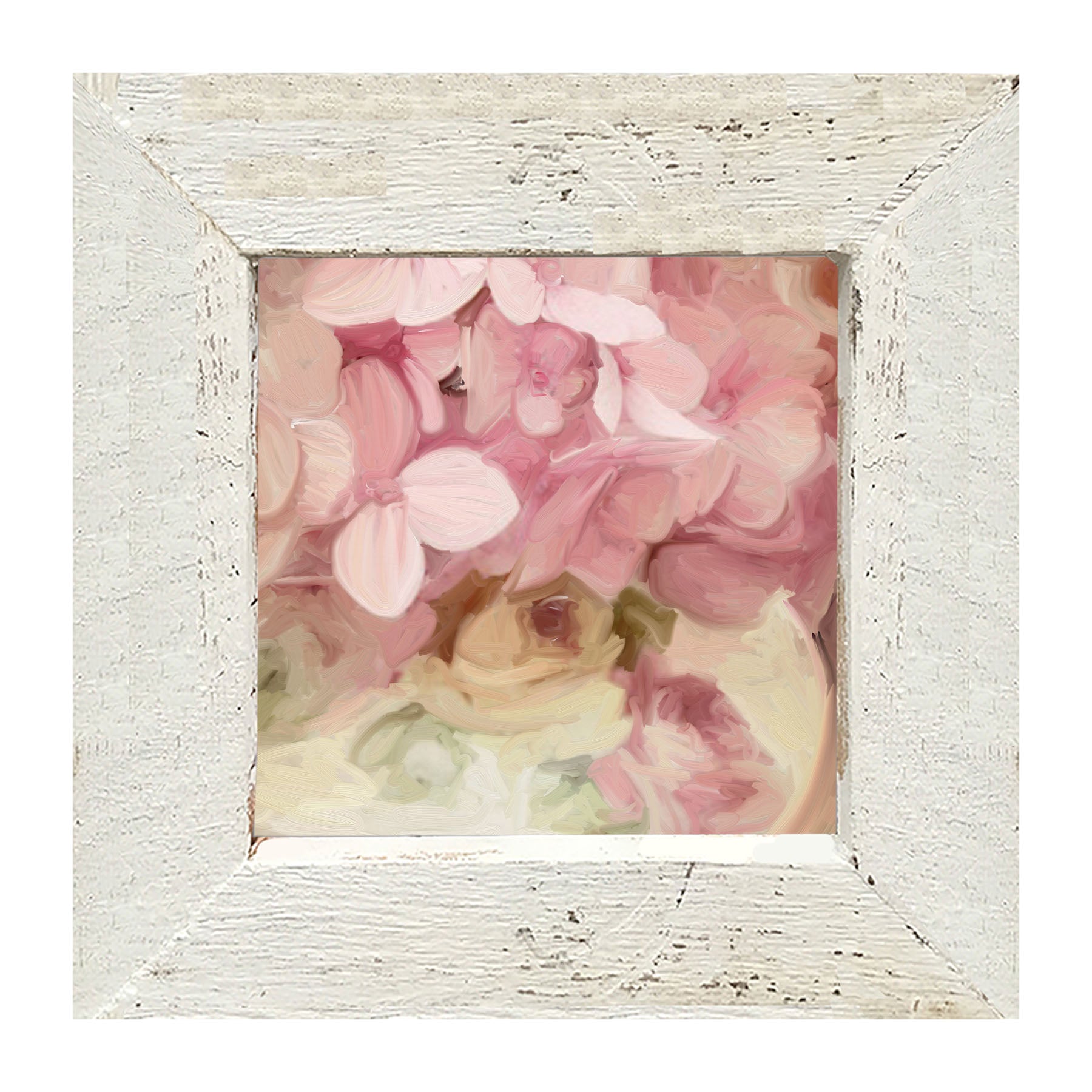 China Vase Pink Hydrangeas - Framed art