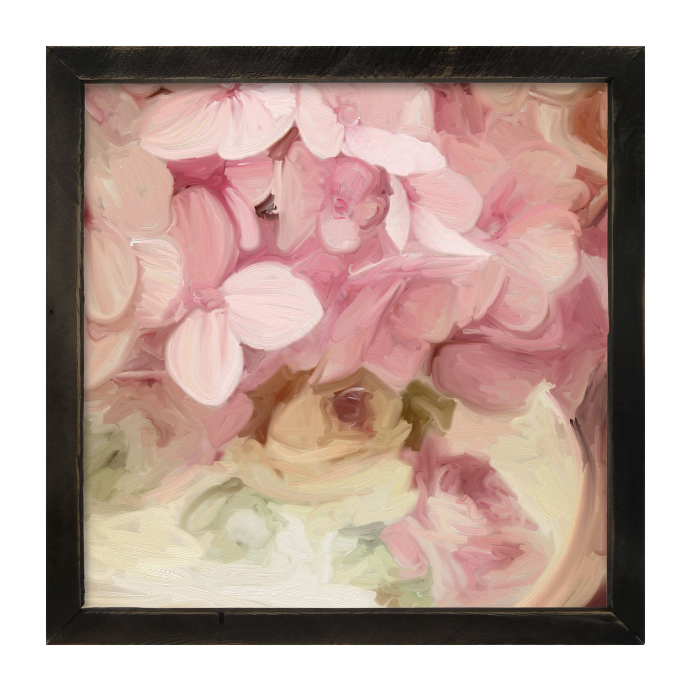 China Vase Pink Hydrangeas - Framed art