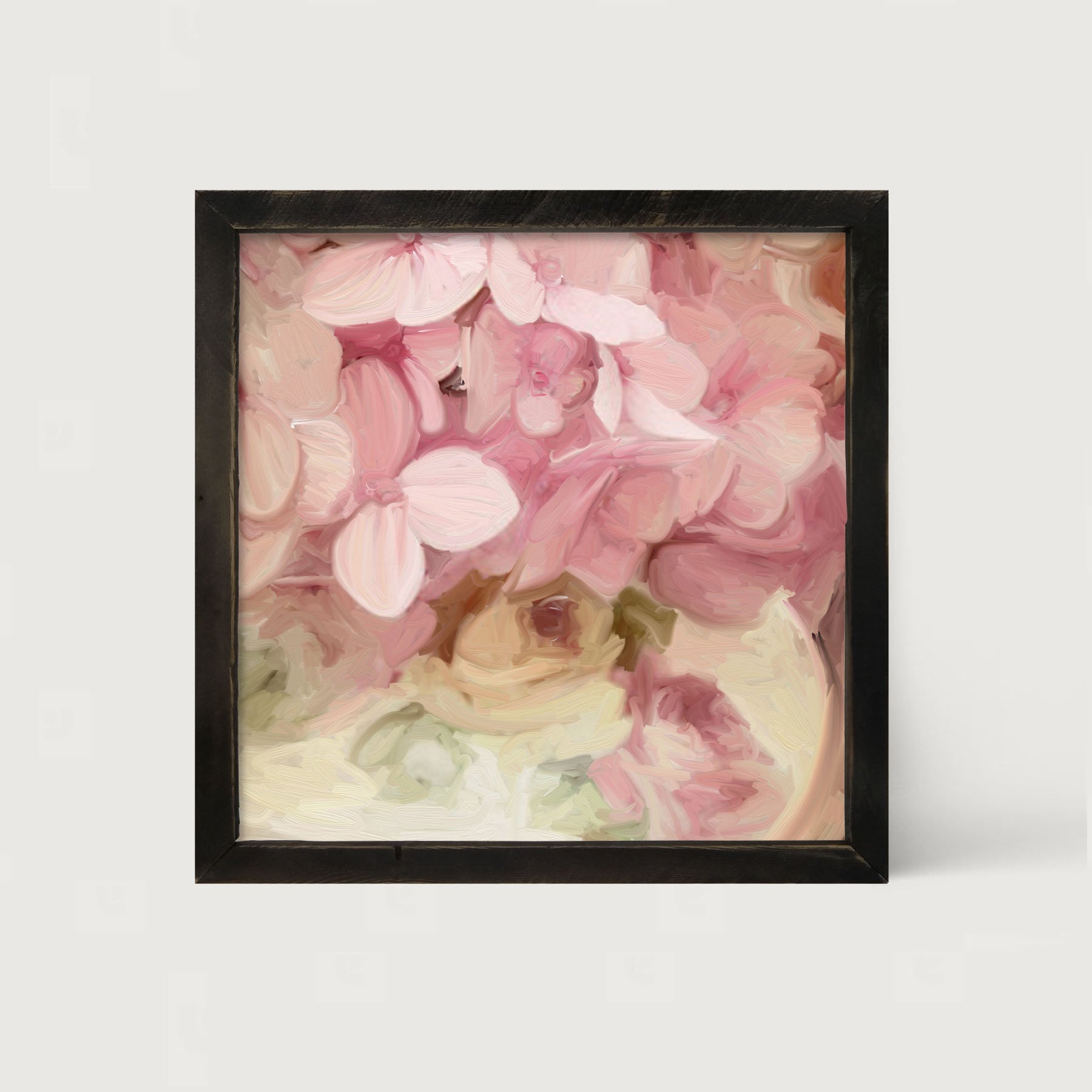 China Vase Pink Hydrangeas - Framed art