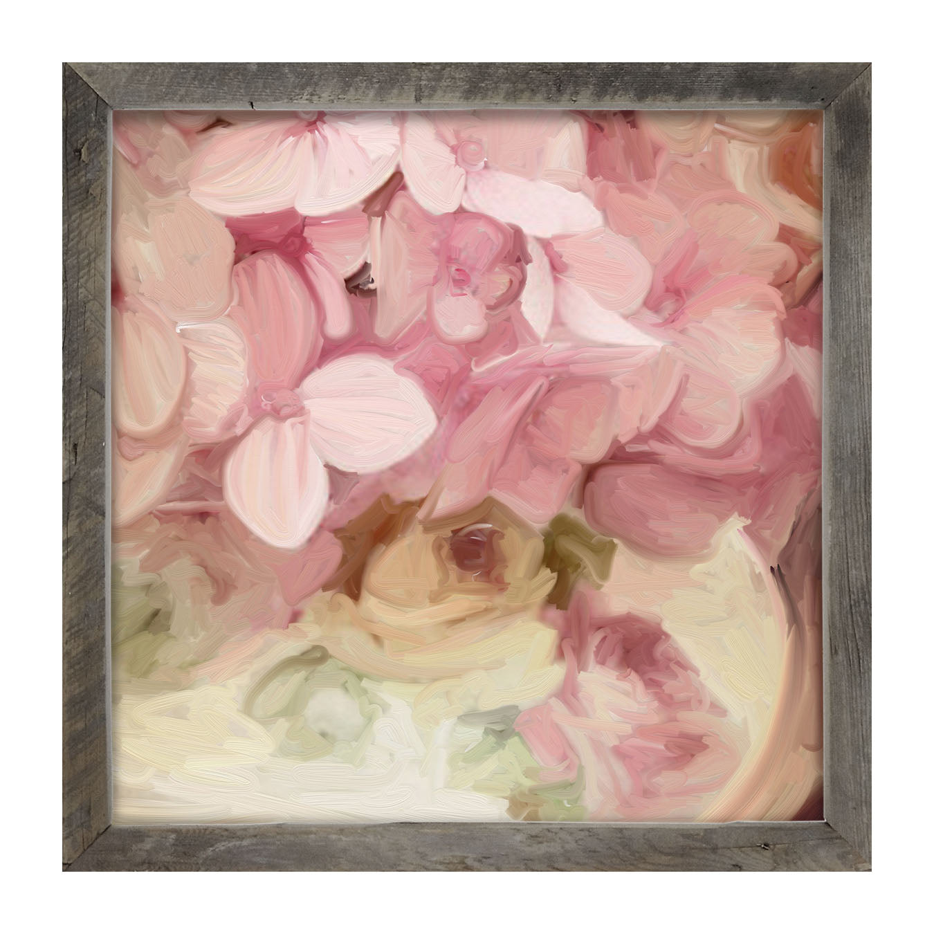 China Vase Pink Hydrangeas - Framed art