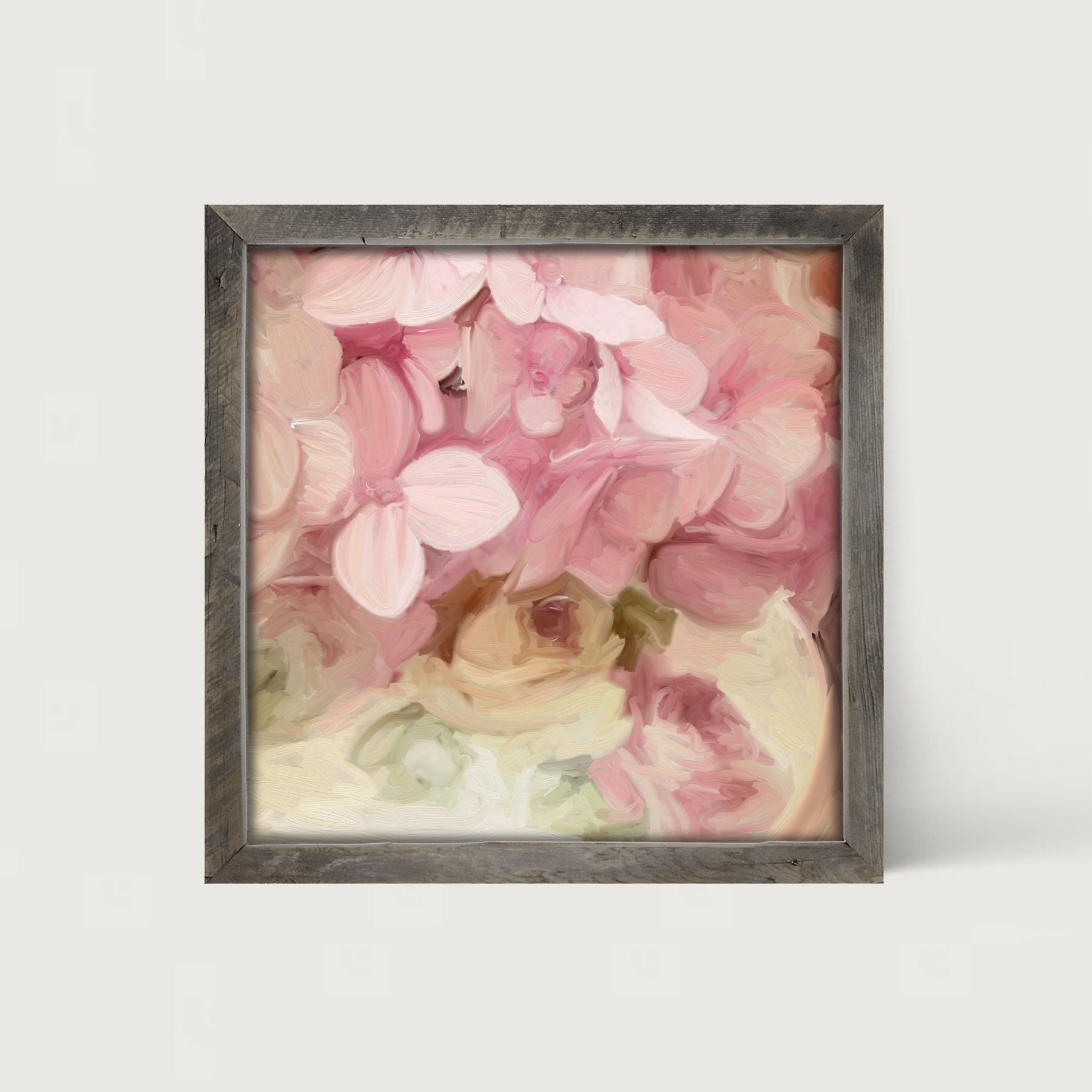 China Vase Pink Hydrangeas - Framed art