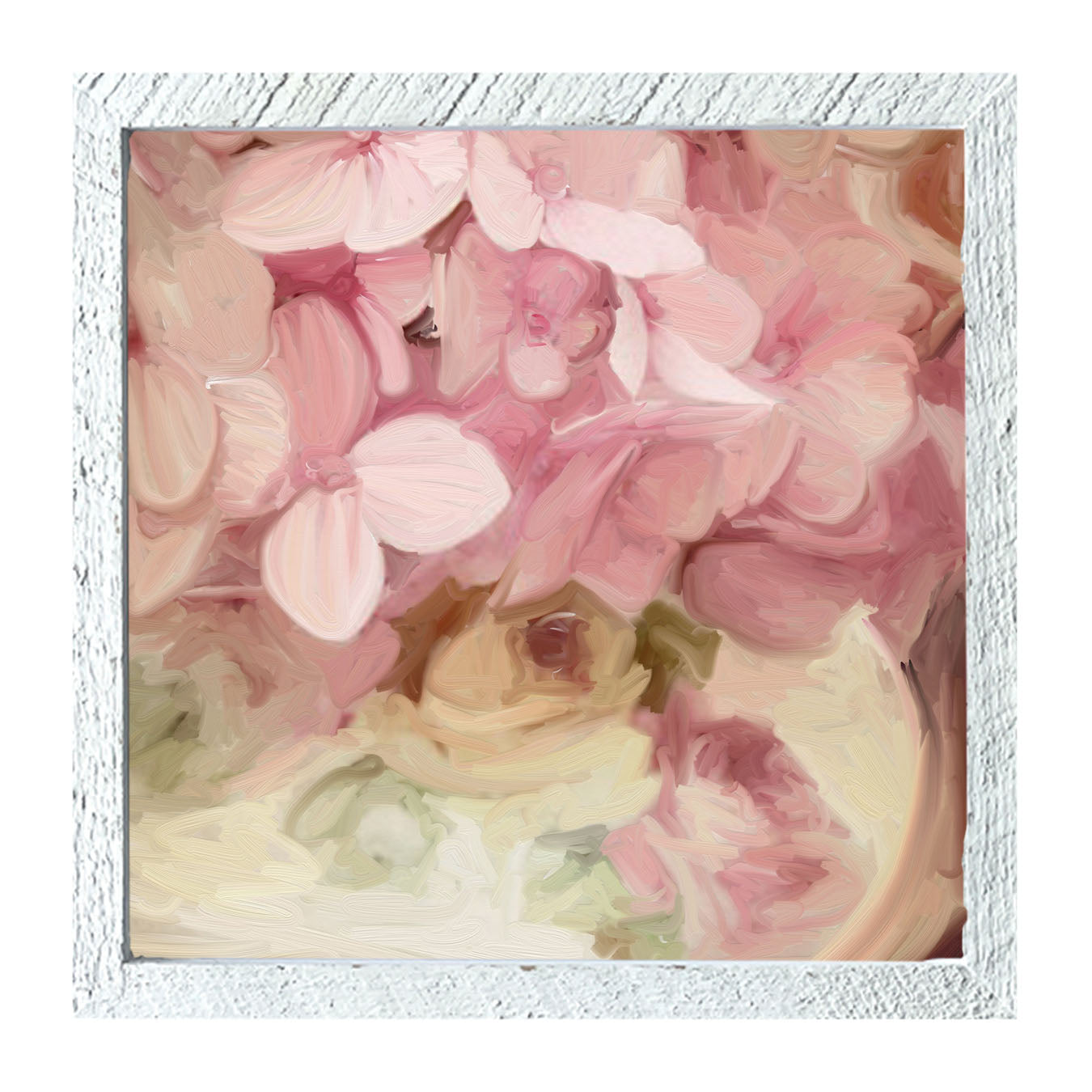 China Vase Pink Hydrangeas - Framed art