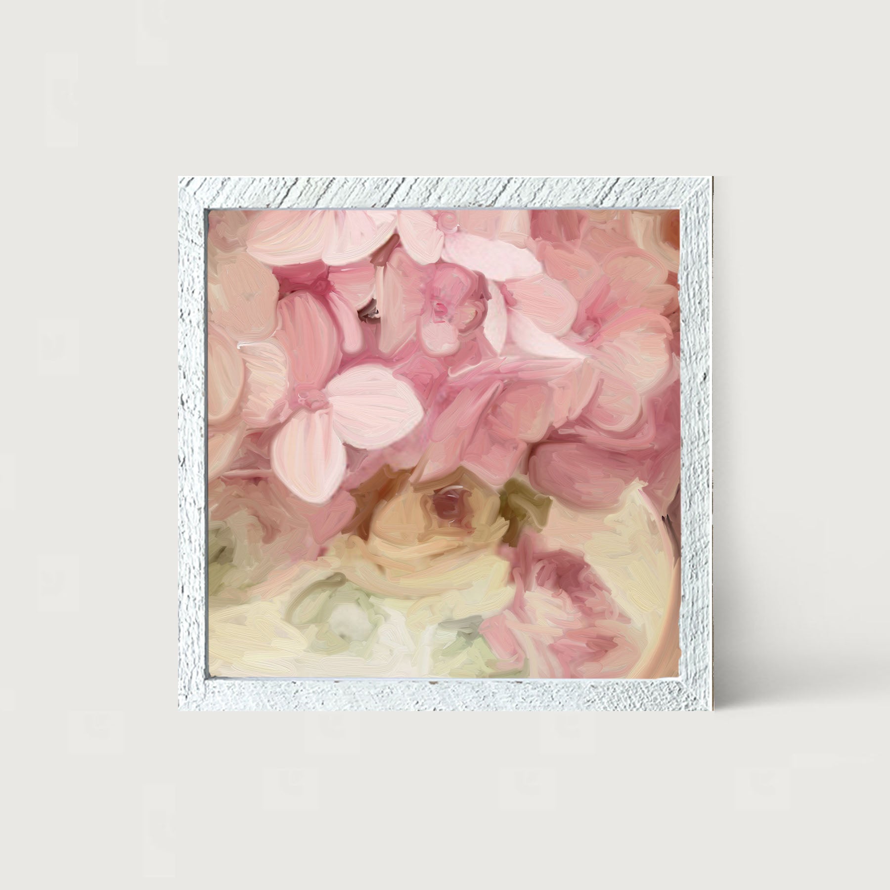 China Vase Pink Hydrangeas - Framed art