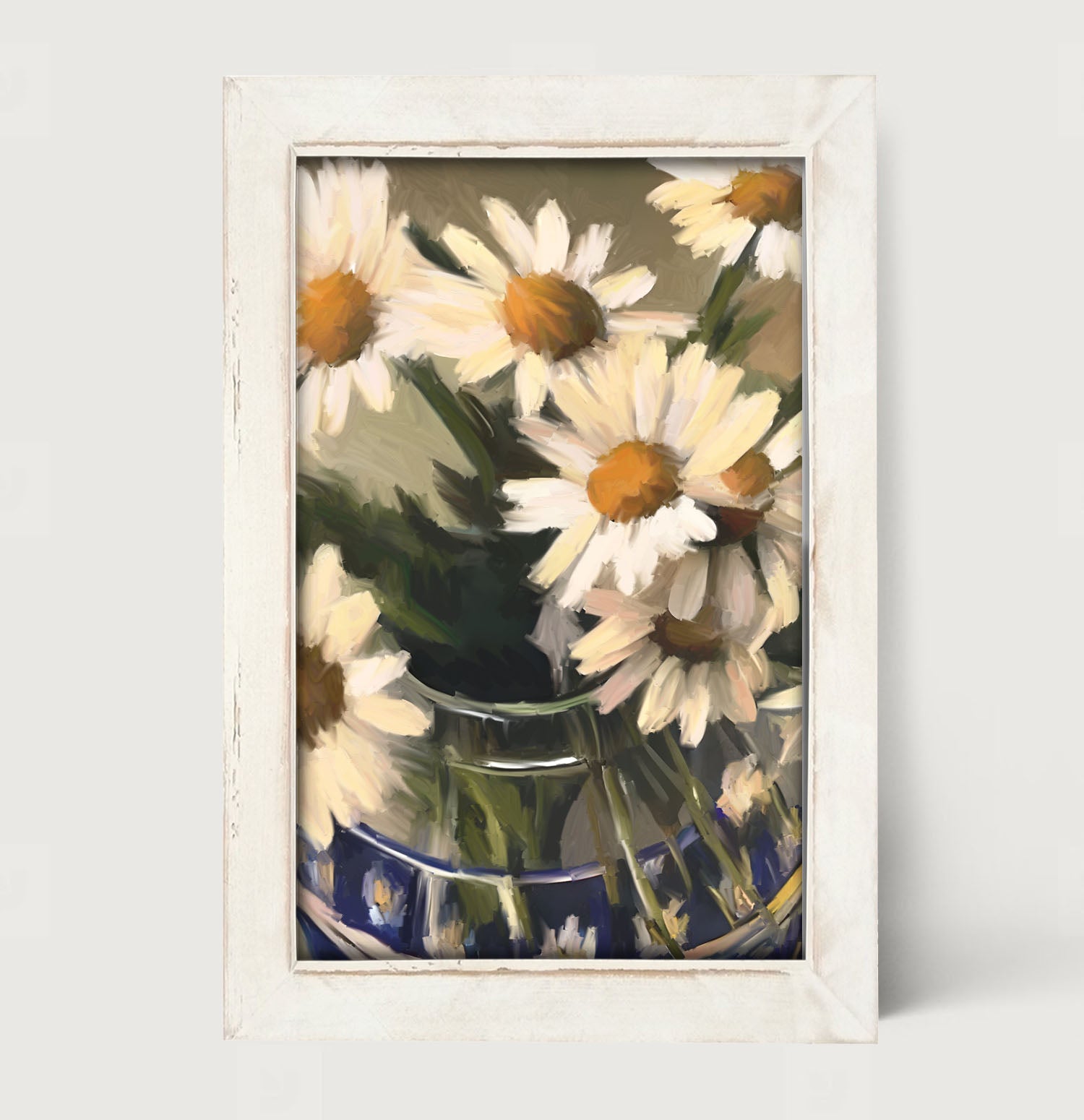 Glass Vase of Daisies - Framed art