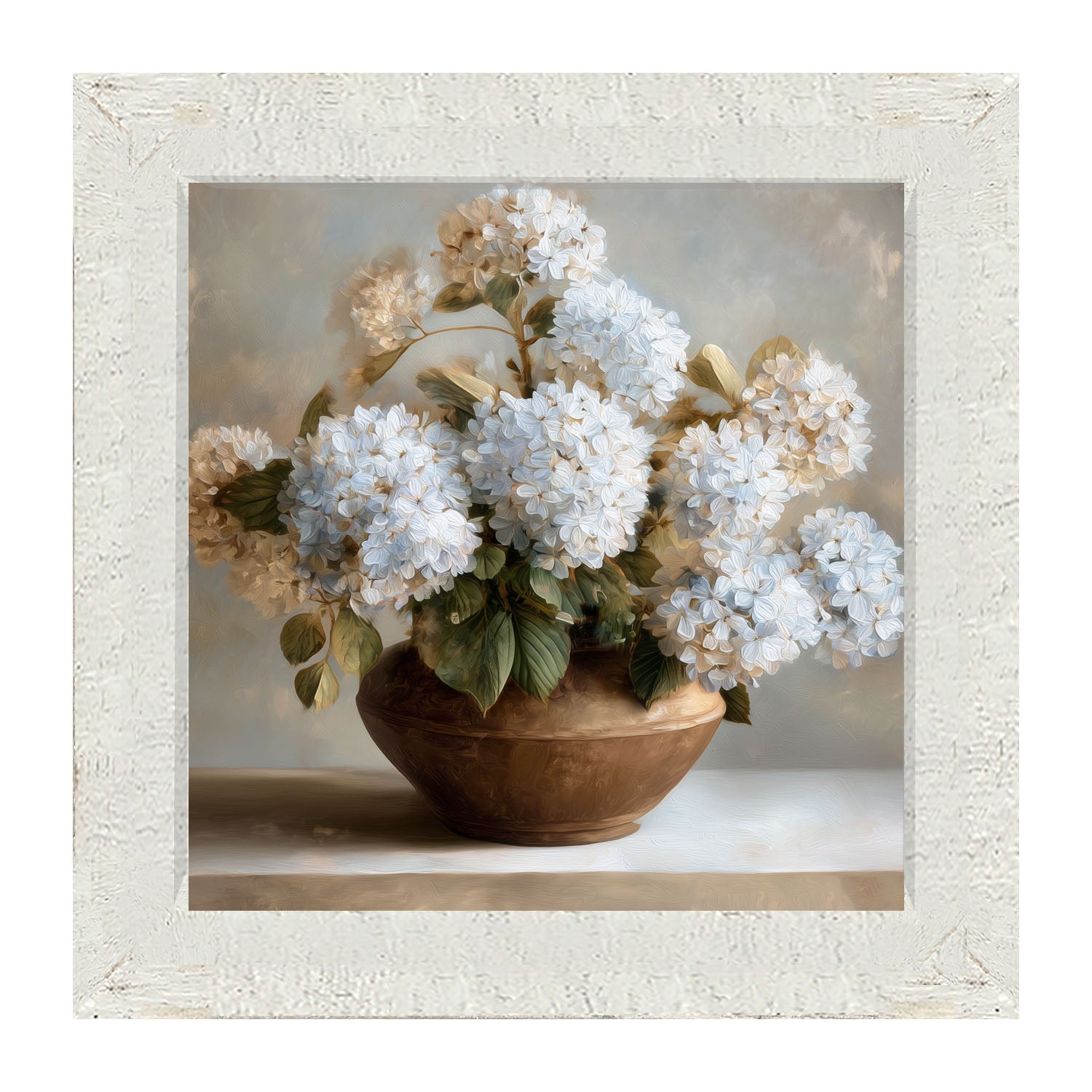 Copper Vase with Blue Hydrangeas - Framed Art