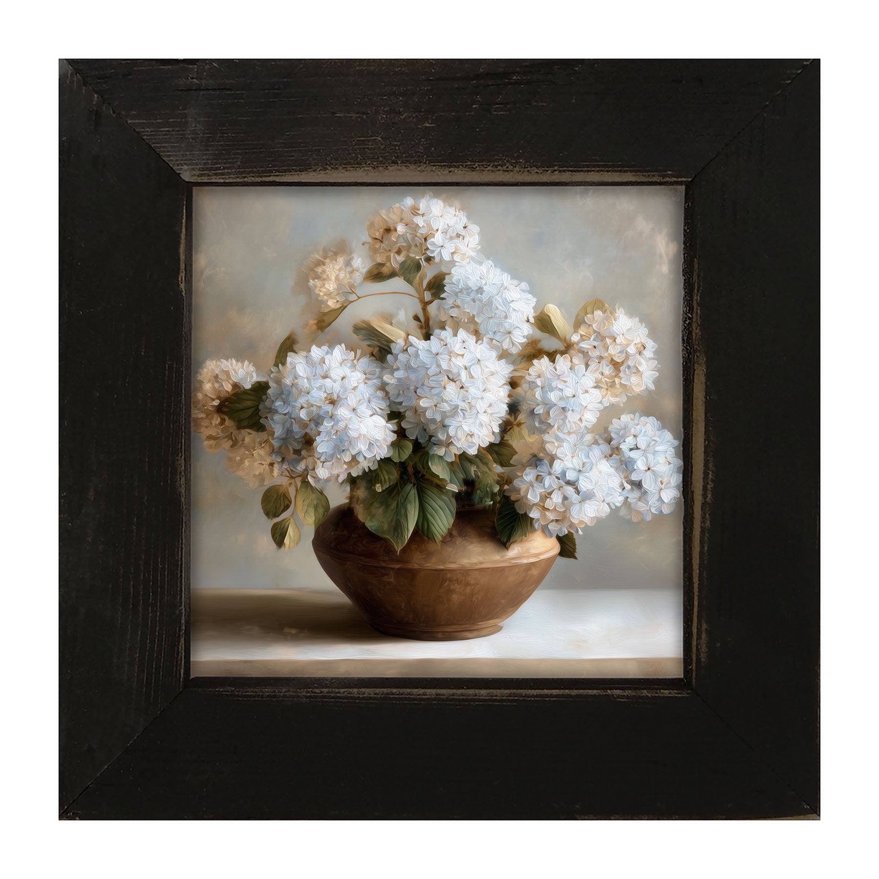Copper Vase with Blue Hydrangeas - Framed Art