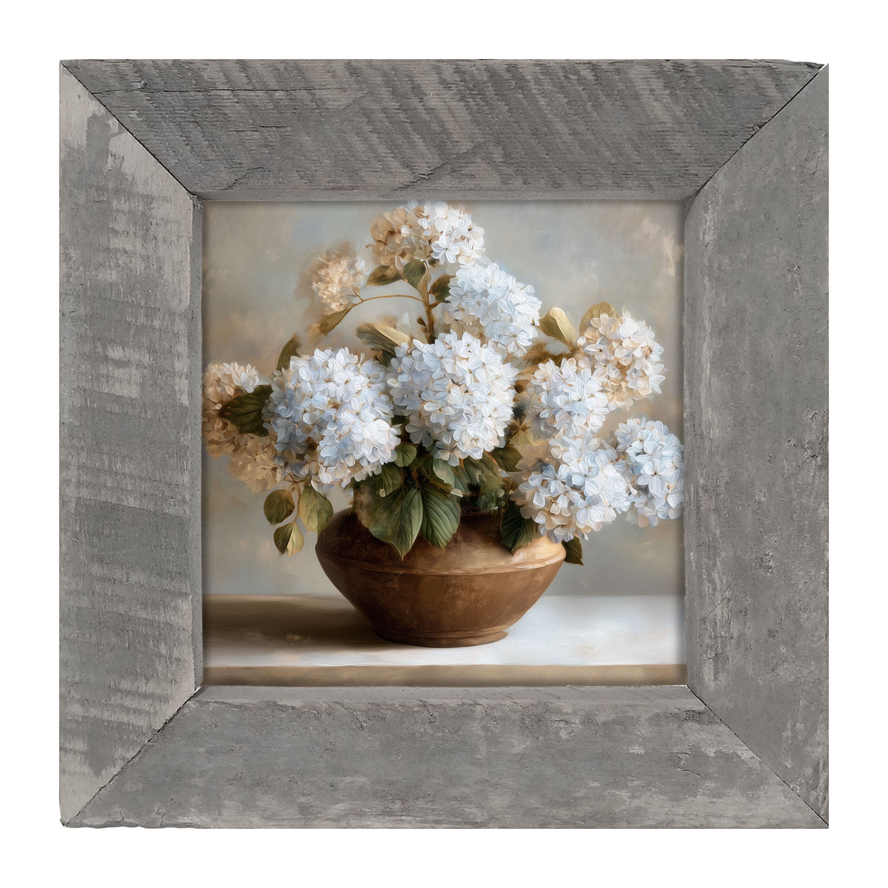 Copper Vase with Blue Hydrangeas - Framed Art