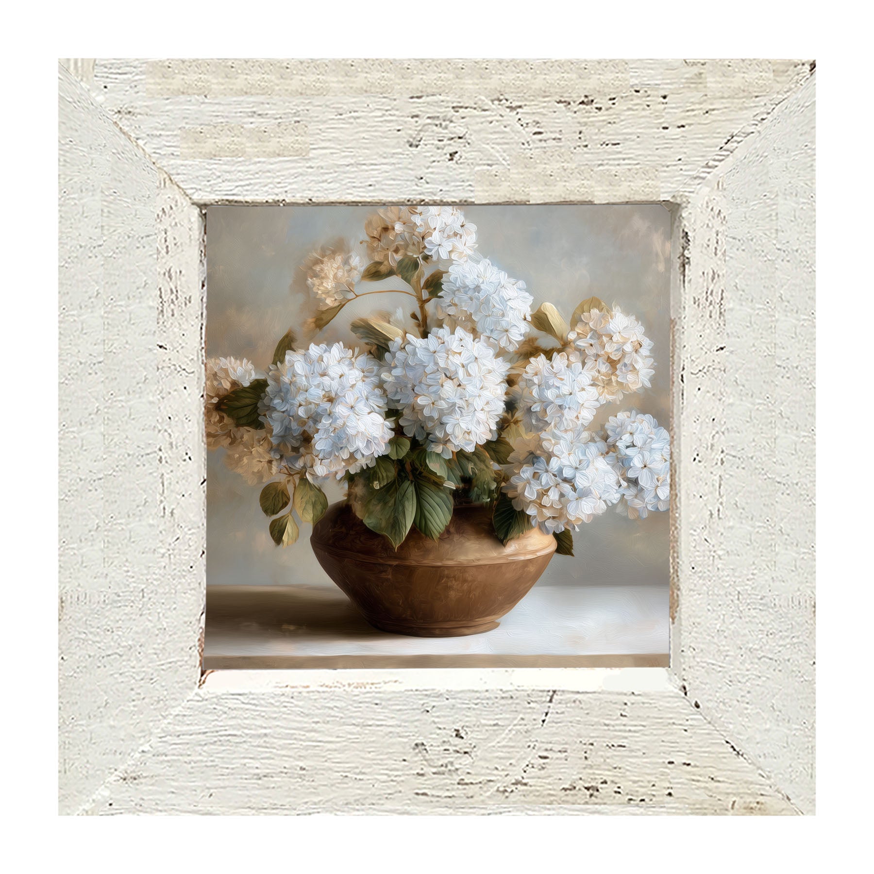 Copper Vase with Blue Hydrangeas - Framed Art