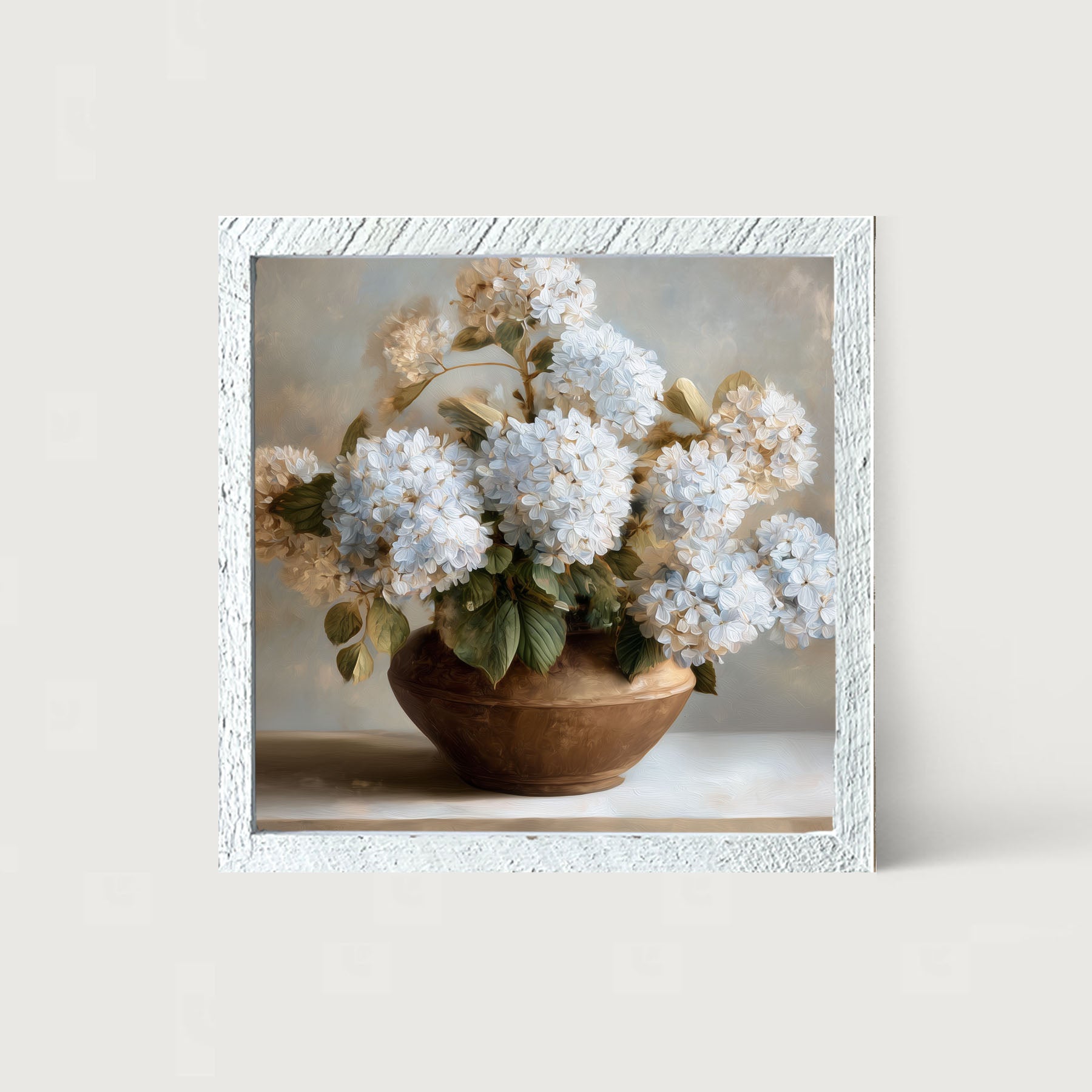 Copper Vase with Blue Hydrangeas