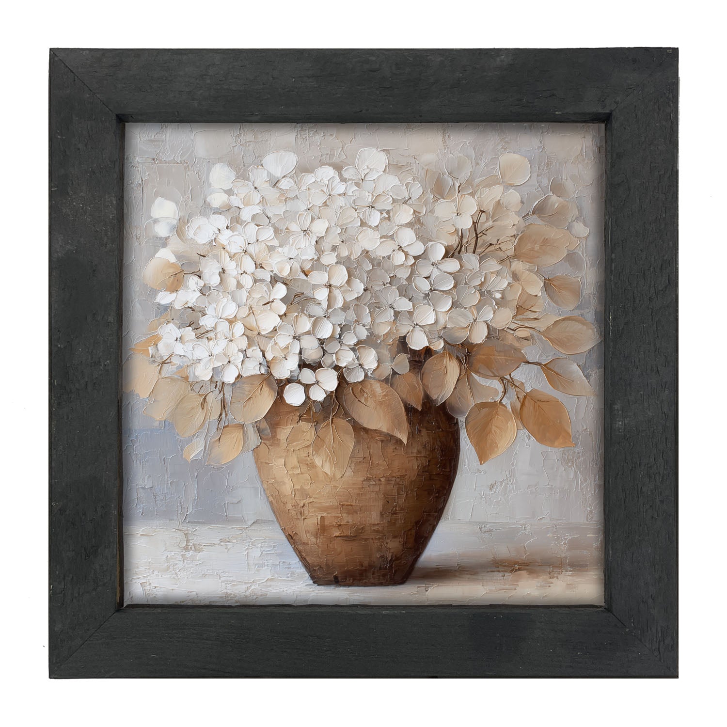 Copper Vase with White Hydrangeas - Framed Art