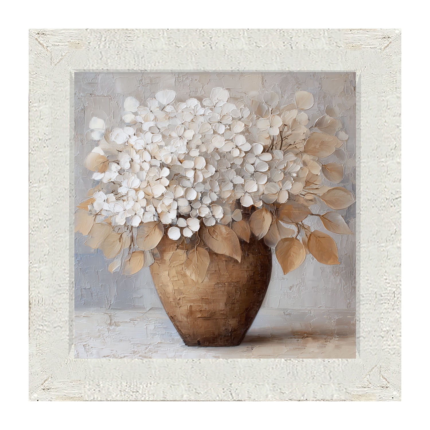Copper Vase with White Hydrangeas - Framed Art