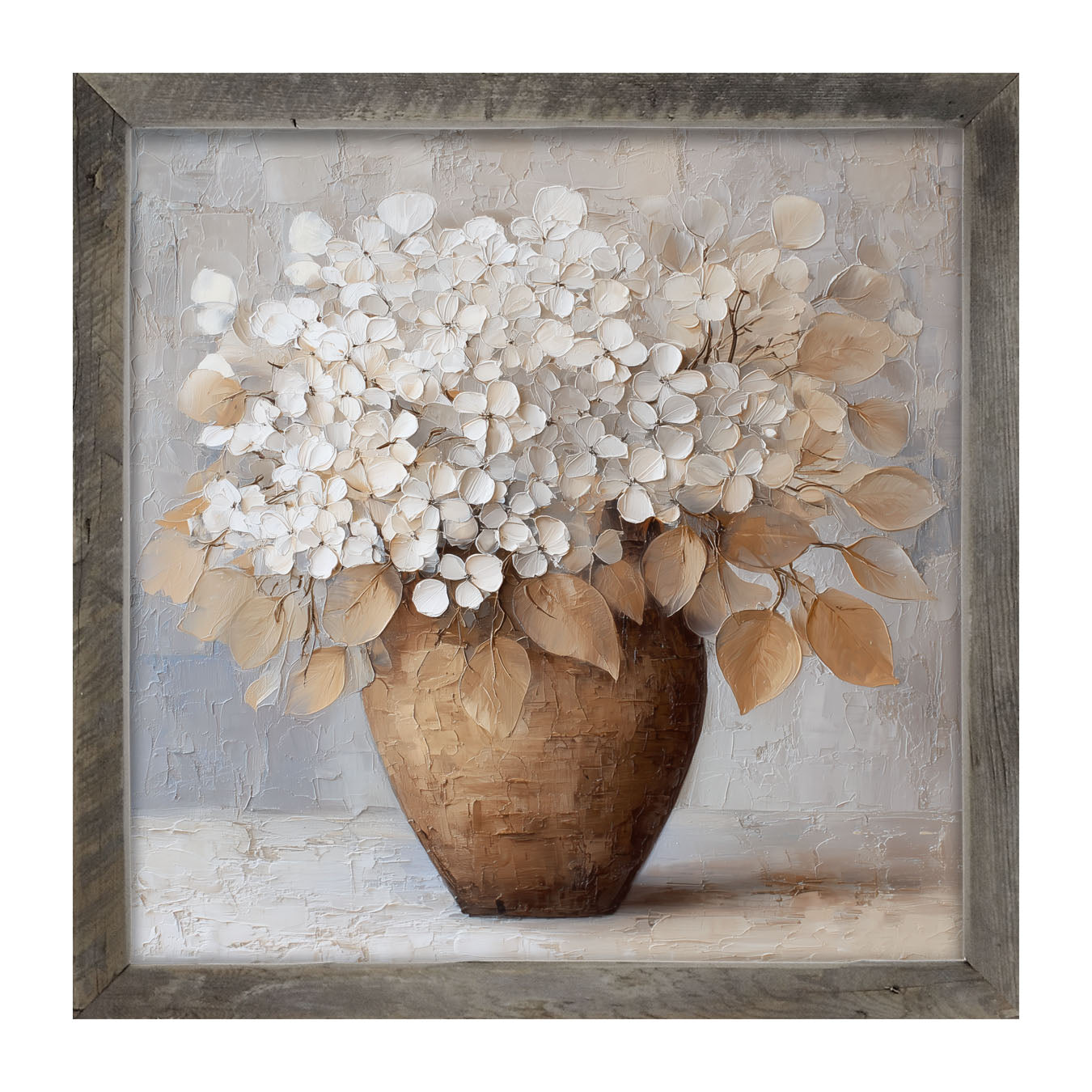 Copper Vase with White Hydrangeas - Framed Art