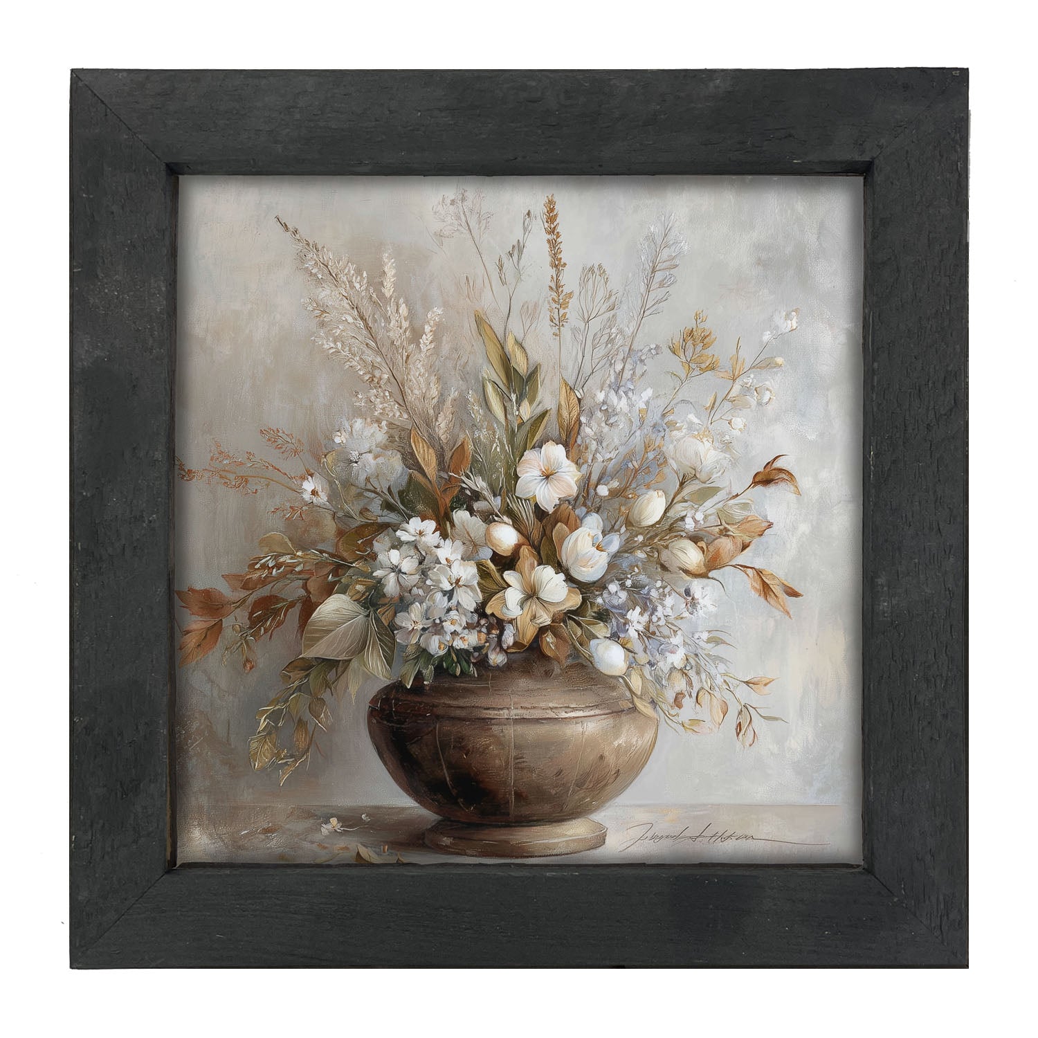 Copper Vase with Floral Bouquet - Framed Art