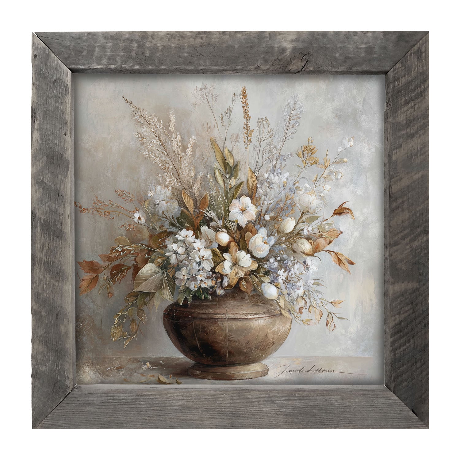 Copper Vase with Floral Bouquet - Framed Art