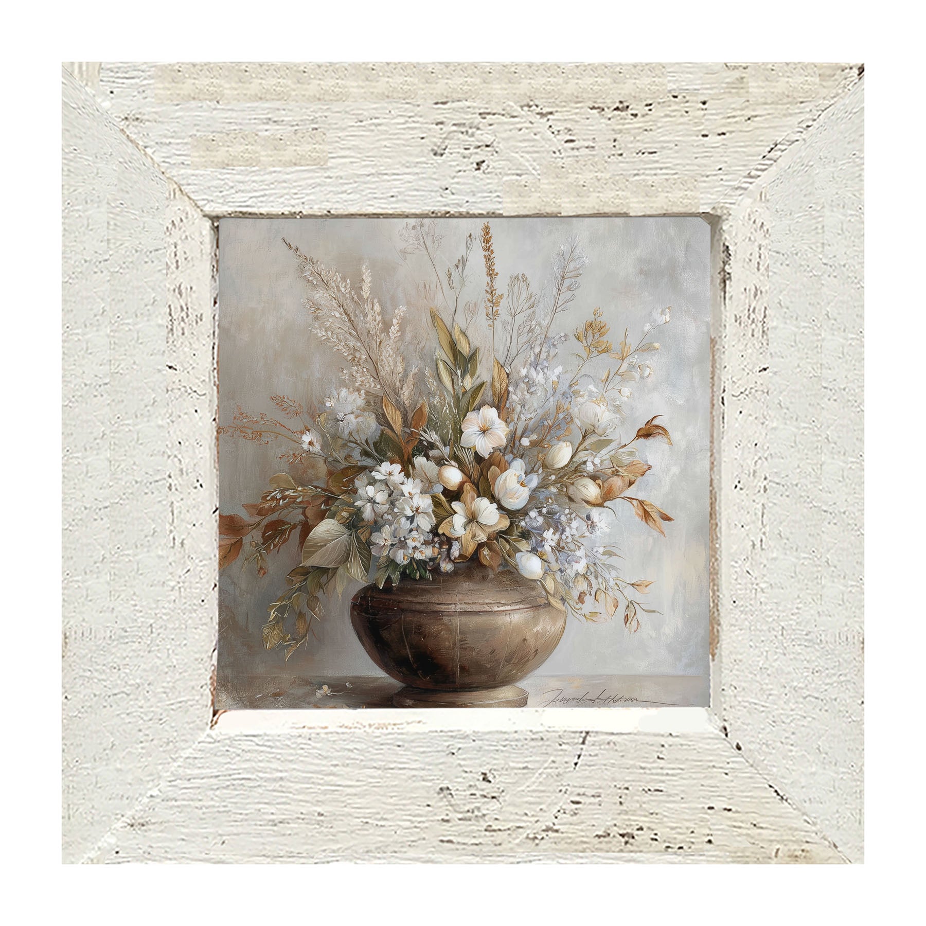 Copper Vase with Floral Bouquet - Framed Art