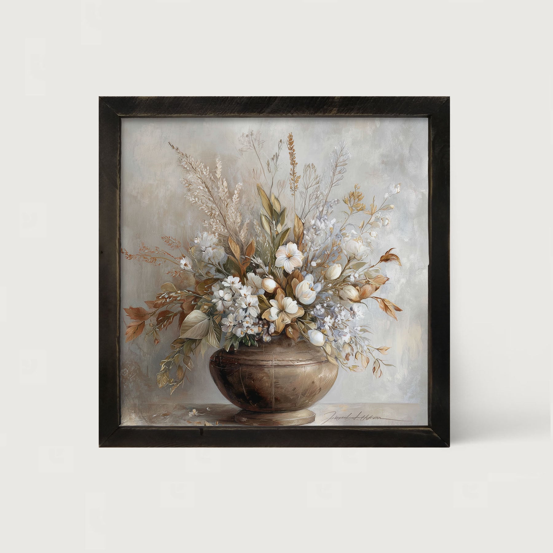 Copper Vase with Floral Bouquet - Framed Art