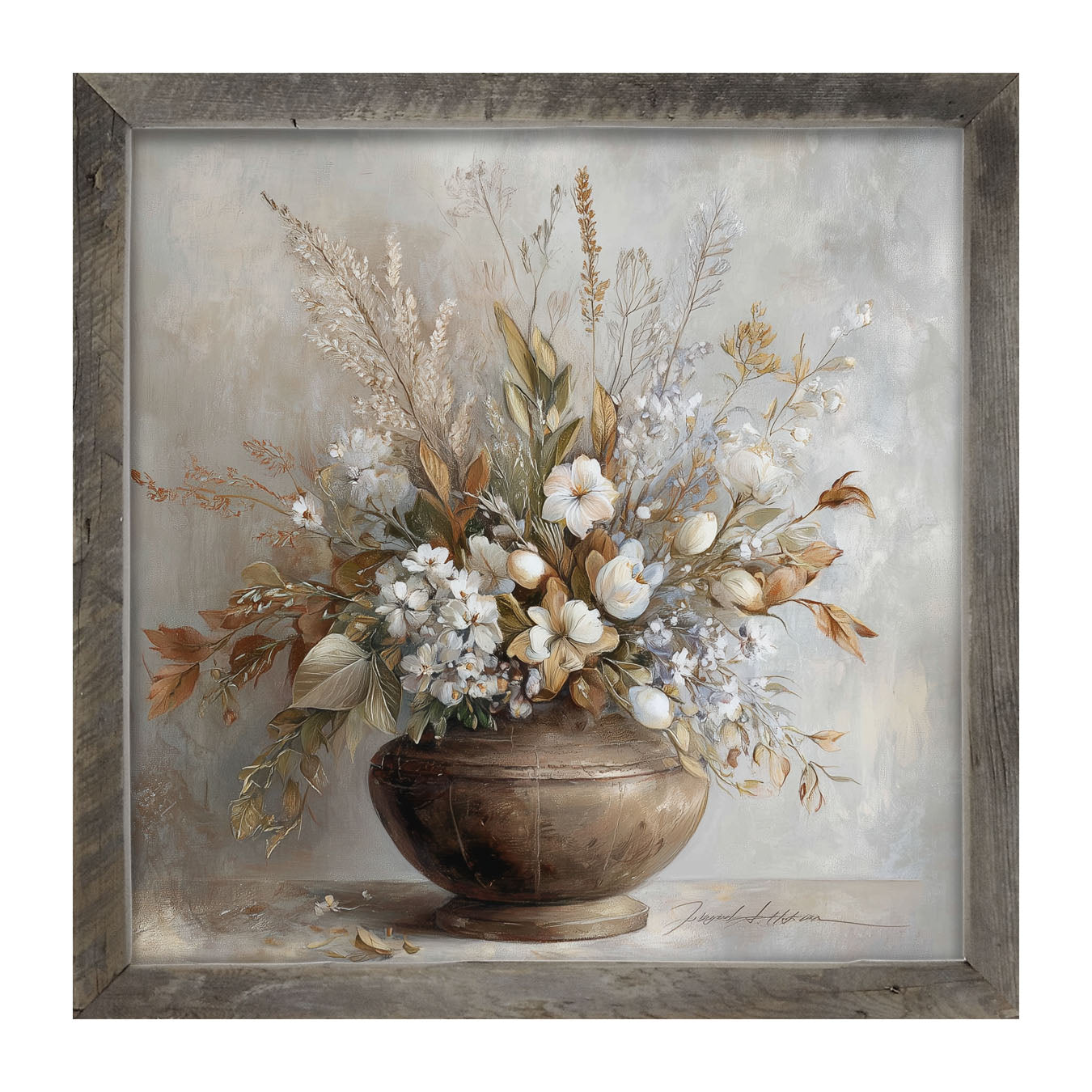 Copper Vase with Floral Bouquet - Framed Art