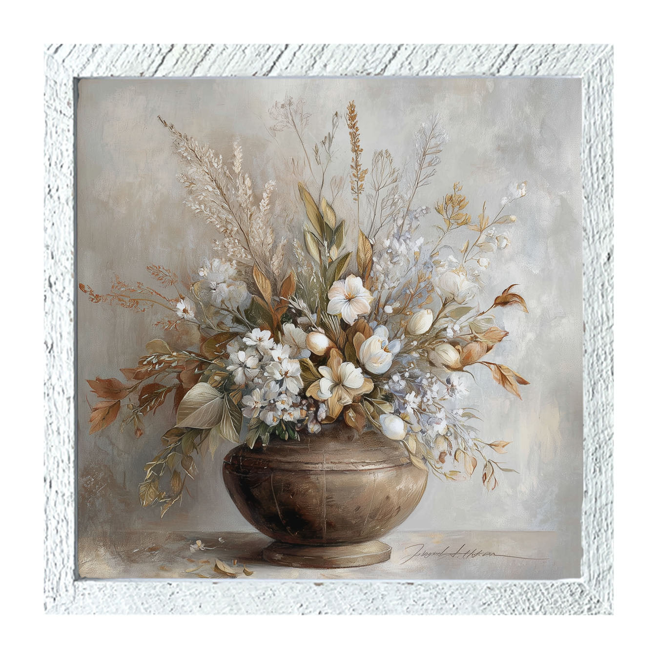 Copper Vase with Floral Bouquet - Framed Art
