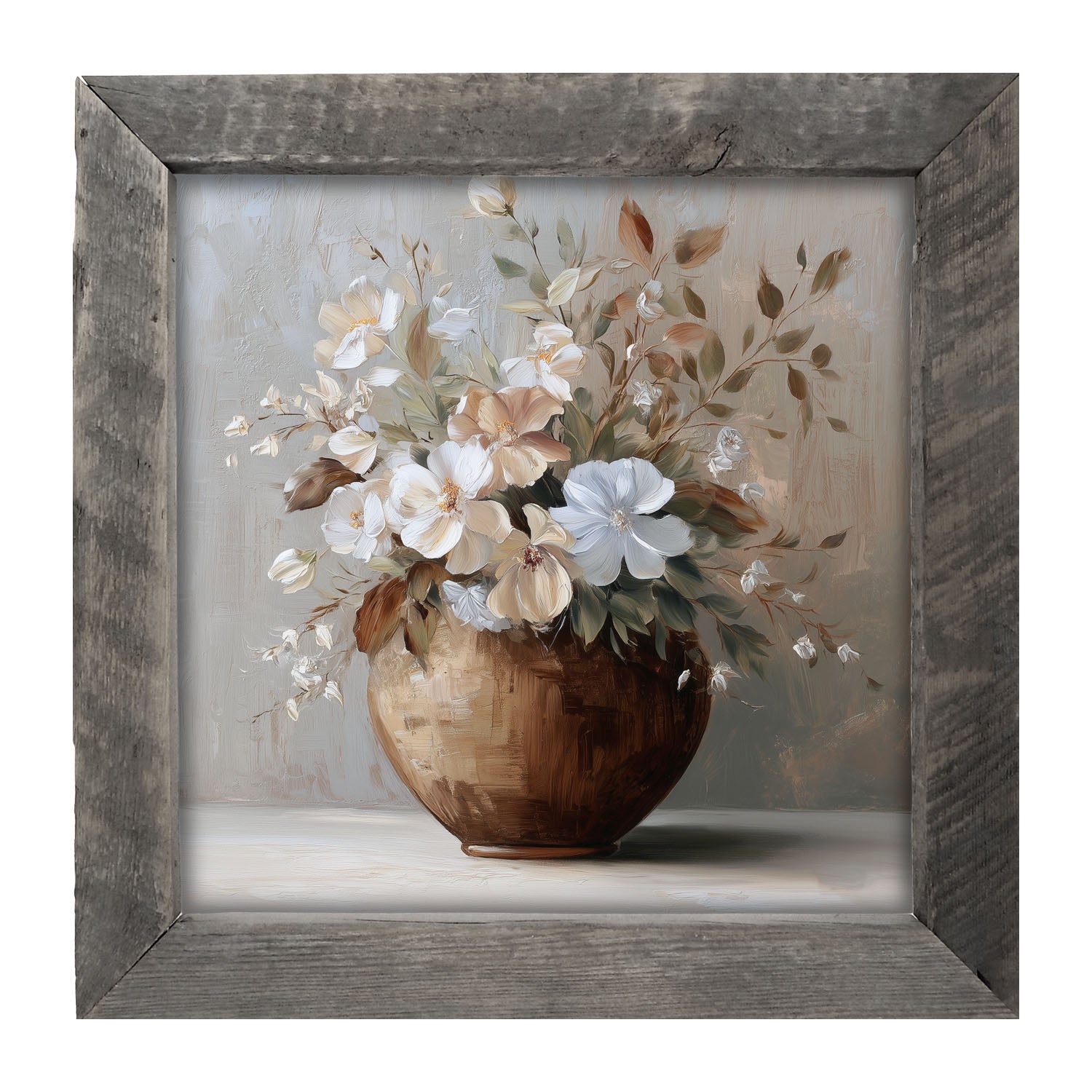 Copper Vase with Blooming Flowers - Framed Art