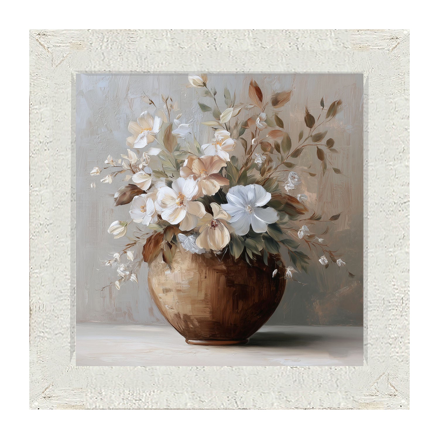 Copper Vase with Blooming Flowers - Framed Art