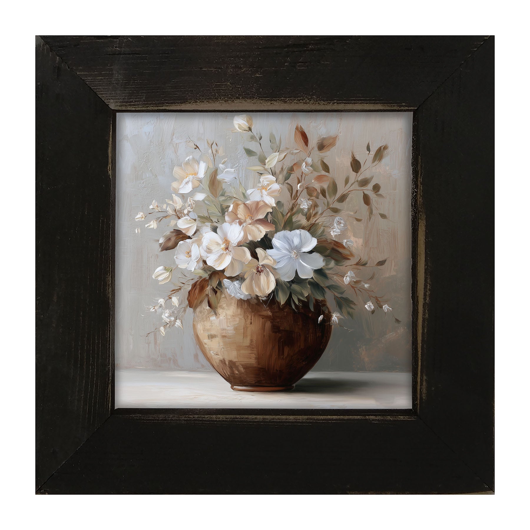 Copper Vase with Blooming Flowers - Framed Art