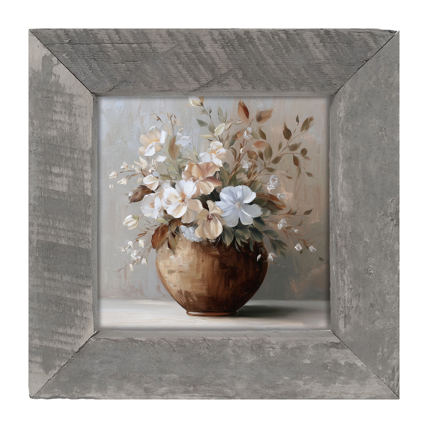 Copper Vase with Blooming Flowers - Framed Art