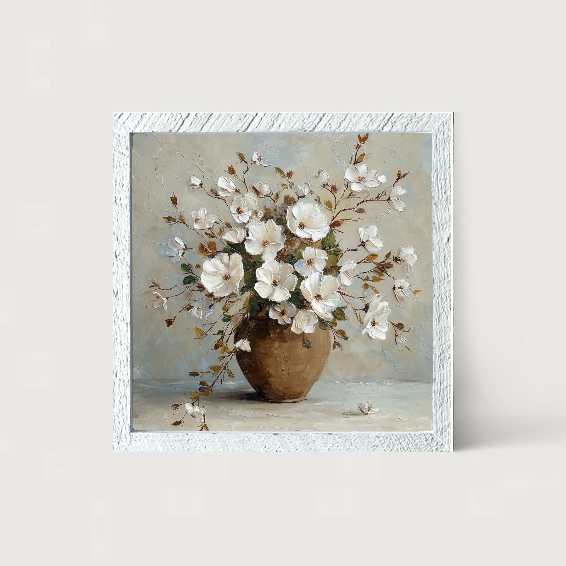 Copper Vase with White Floral Bouquet