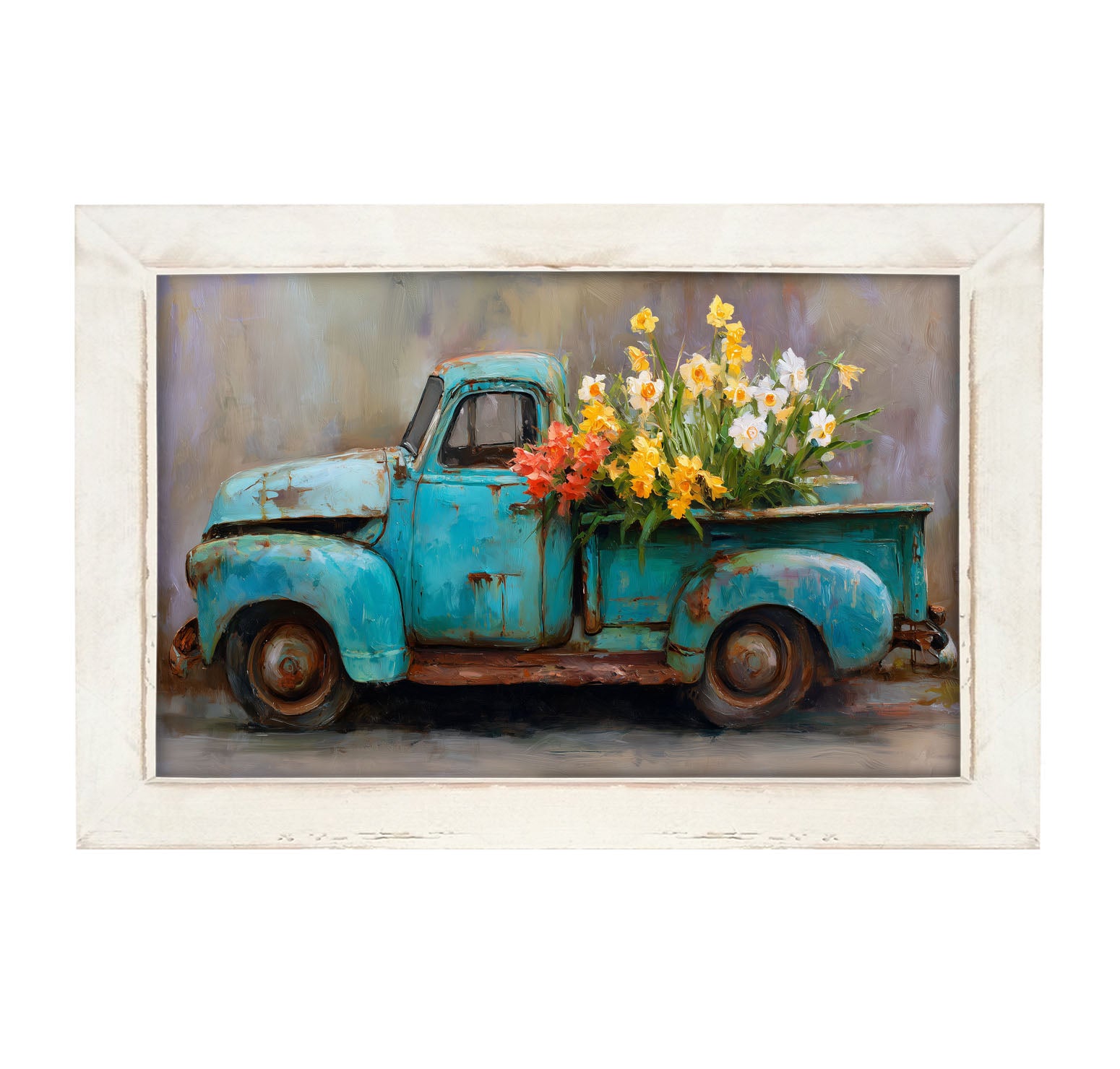 Farm Truck with Colorful Flowers - Framed Art