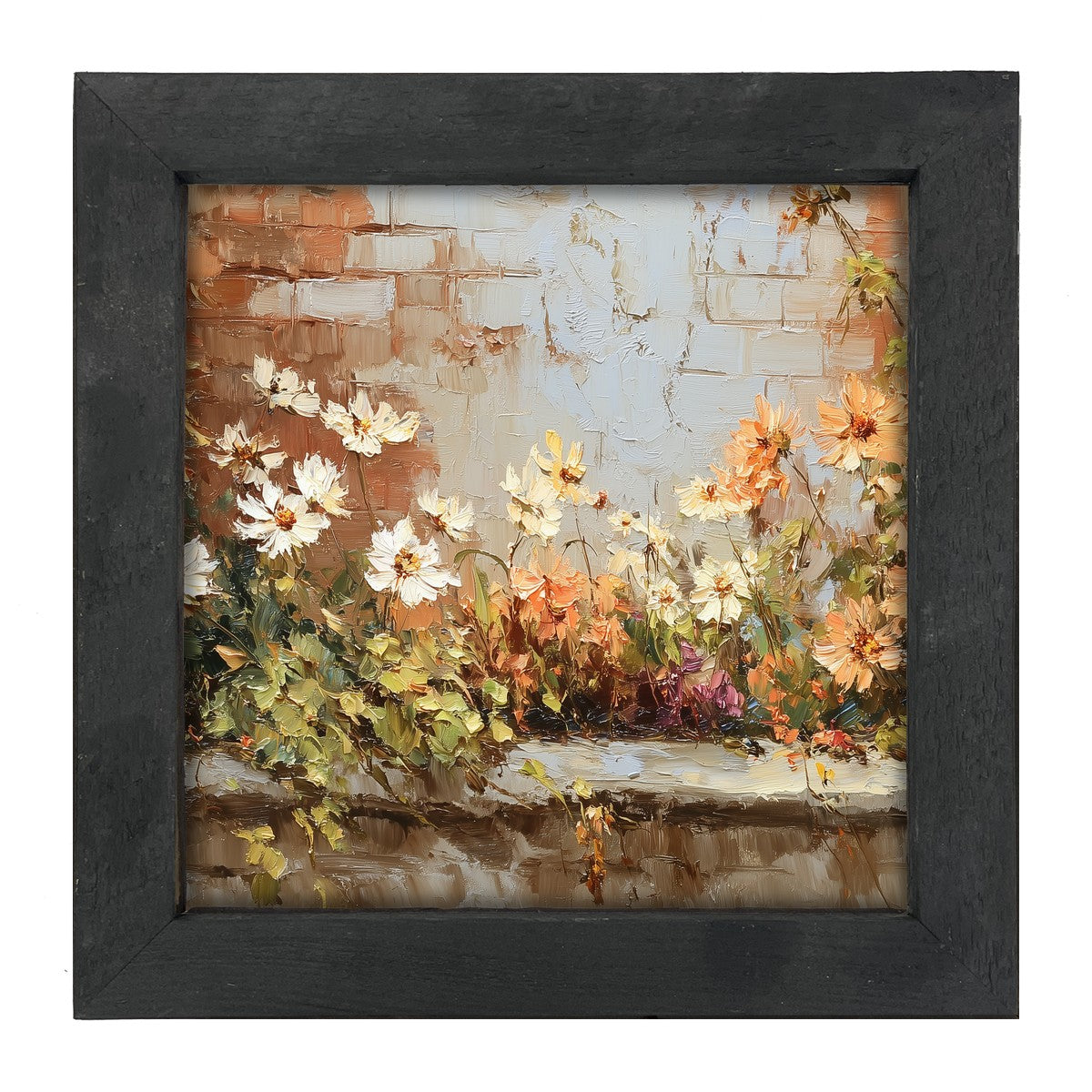 Garden Wall - Fall Daisies - Framed Art