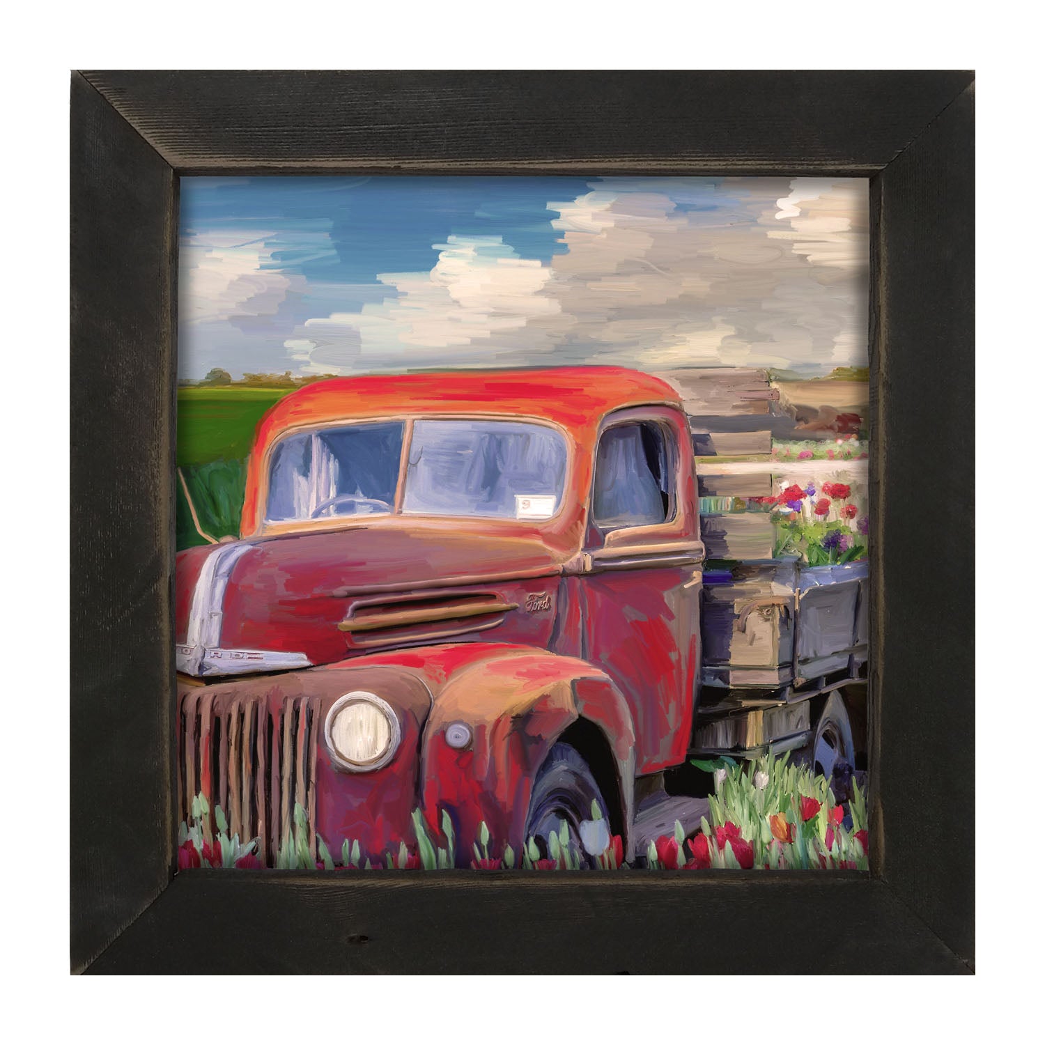 Red Ford Flower Truck - Framed art