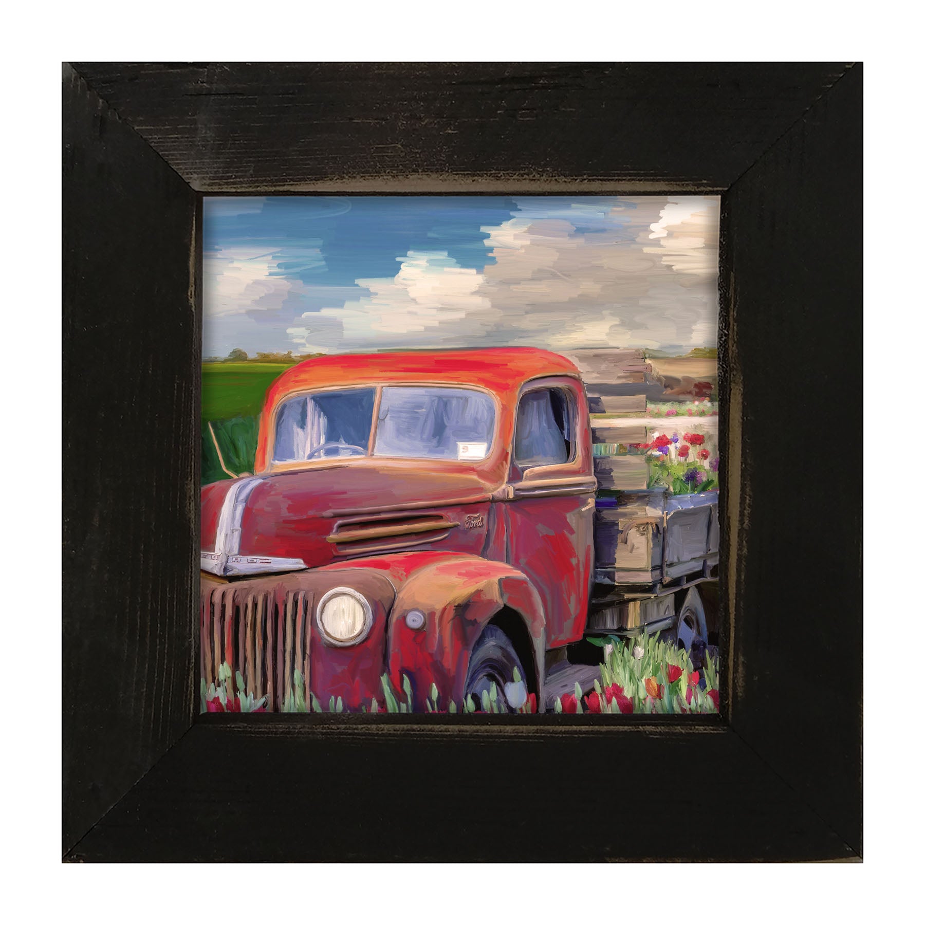 Red Ford Flower Truck - Framed art