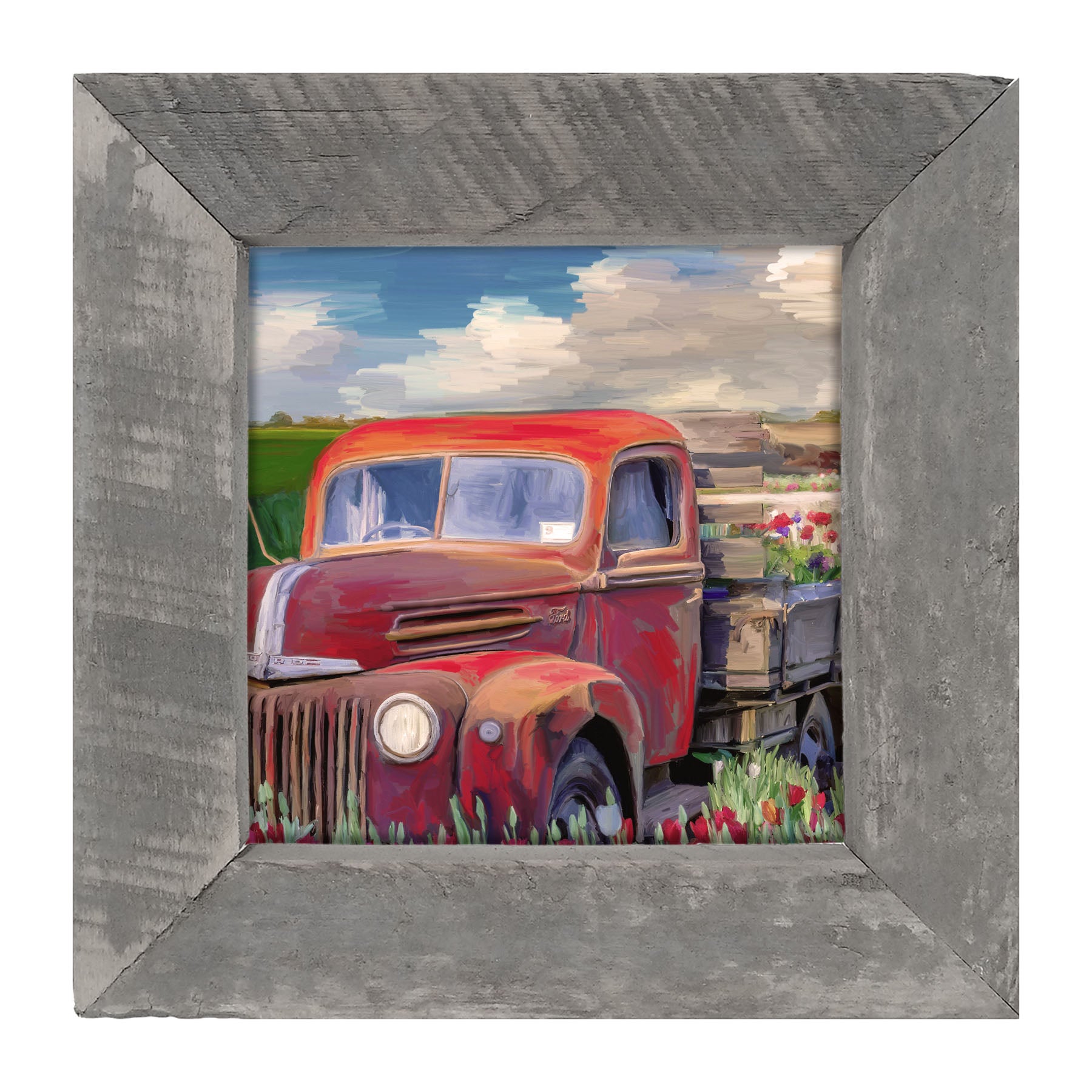 Red Ford Flower Truck - Framed art