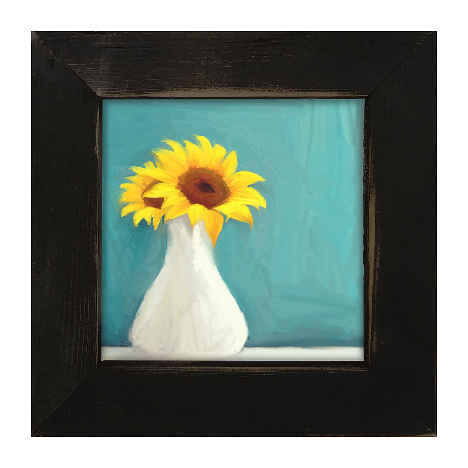 Sunflowers in White Vase - Framed art
