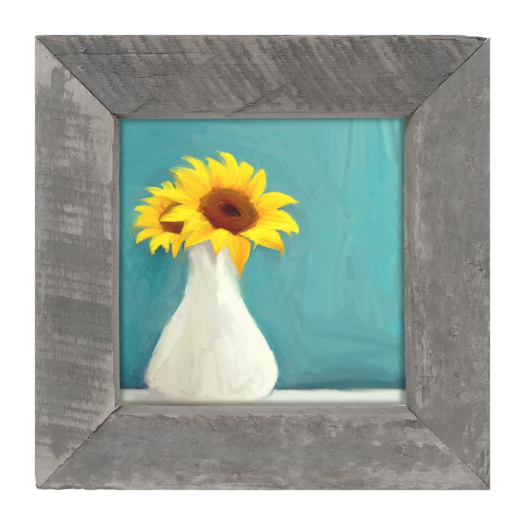 Sunflowers in White Vase - Framed art