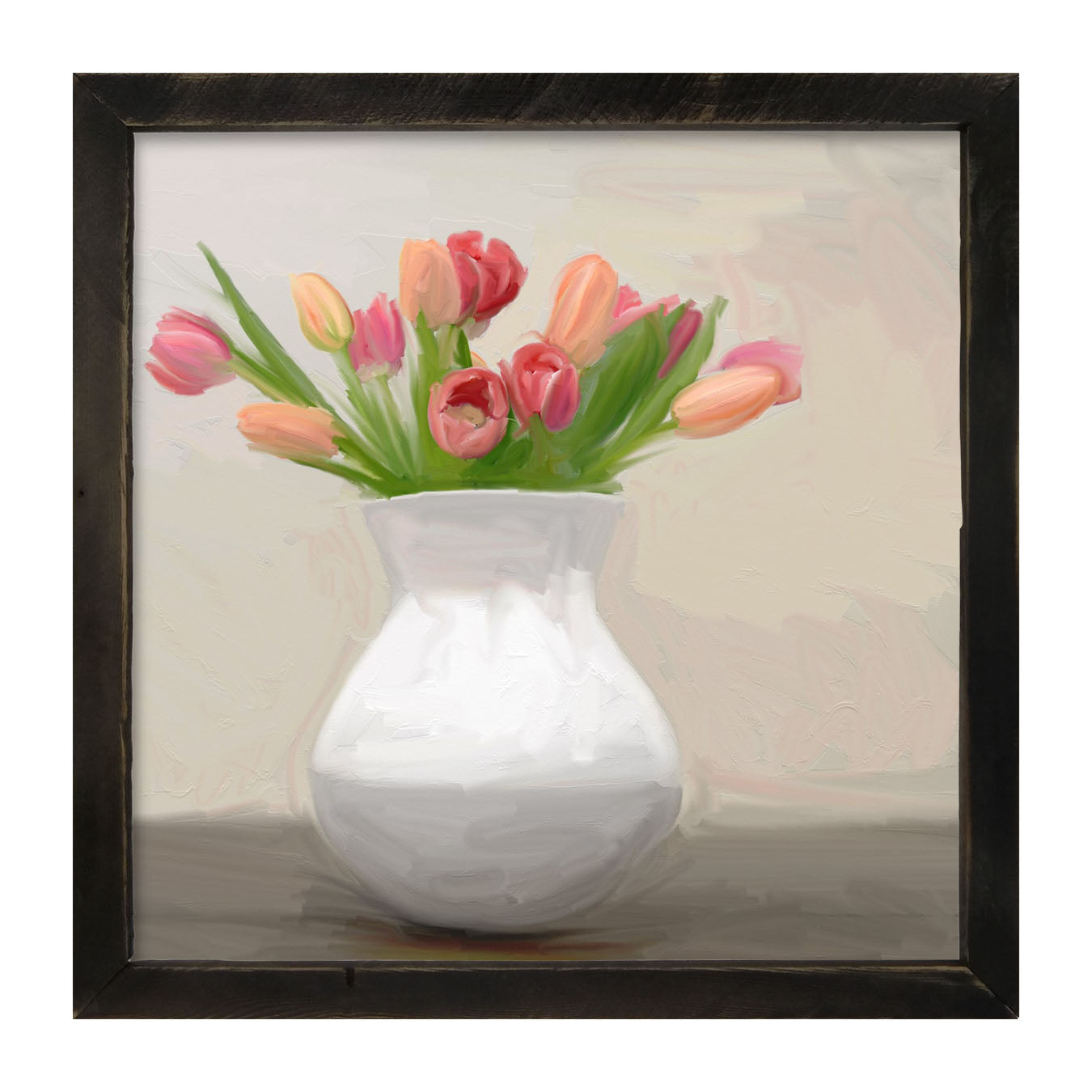 Tulips in White Vase - Framed art