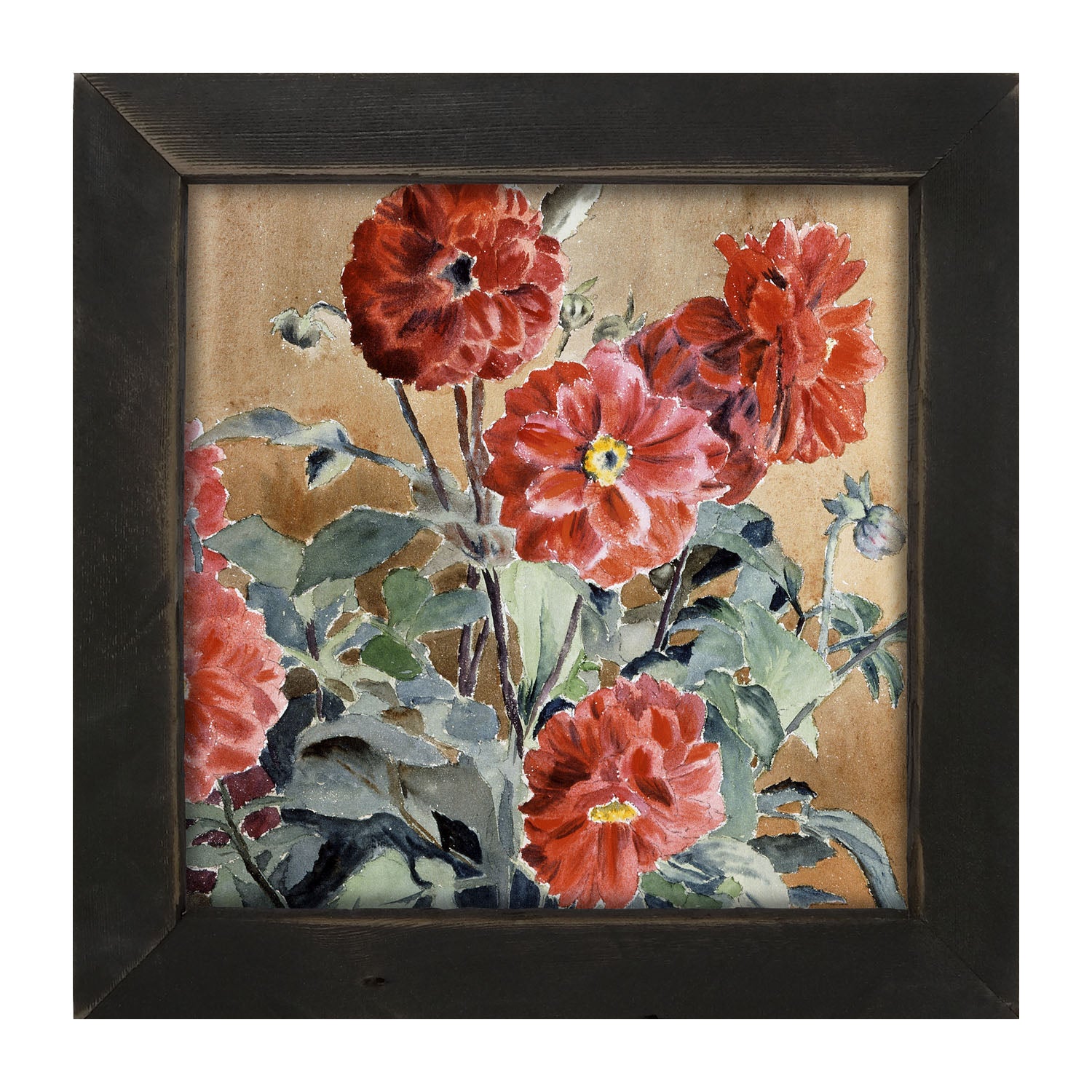 Watercolor Zinnias - Framed art