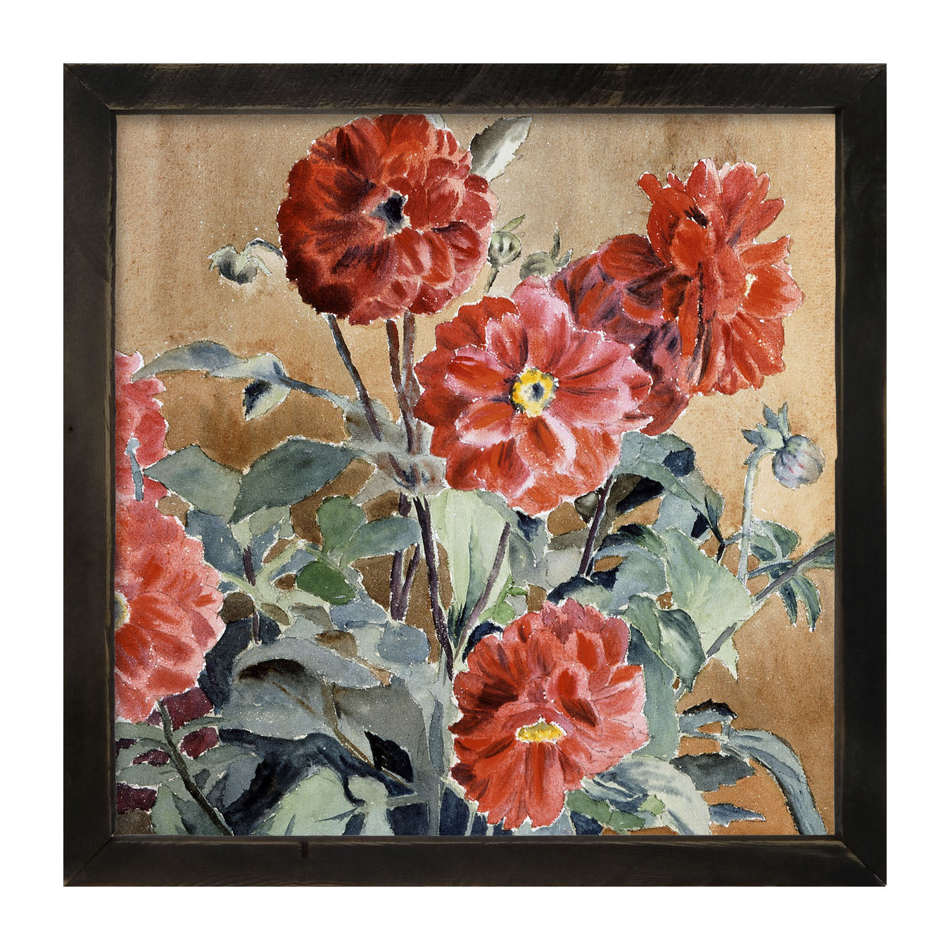 Watercolor Zinnias - Framed art