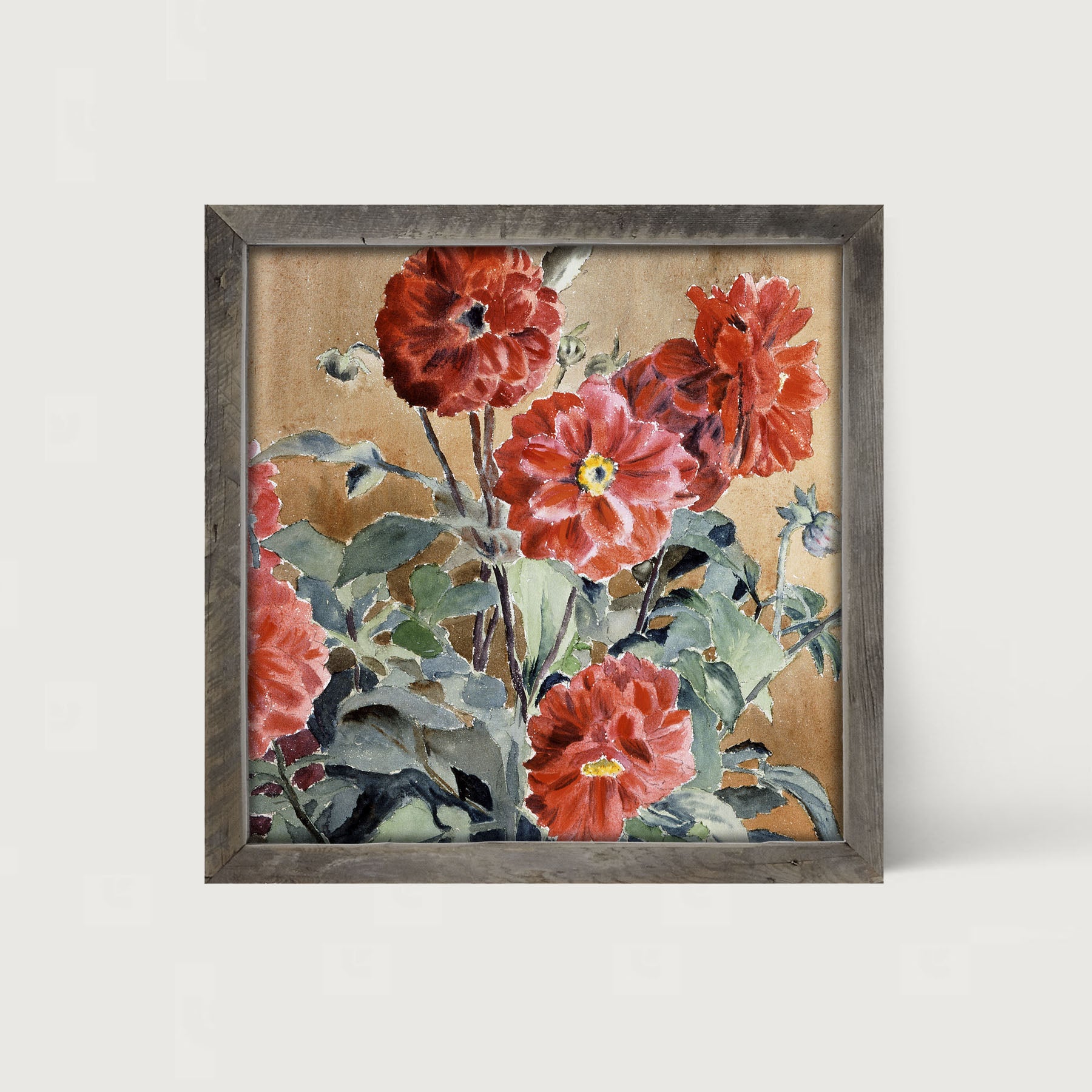 Watercolor Zinnias - Framed art