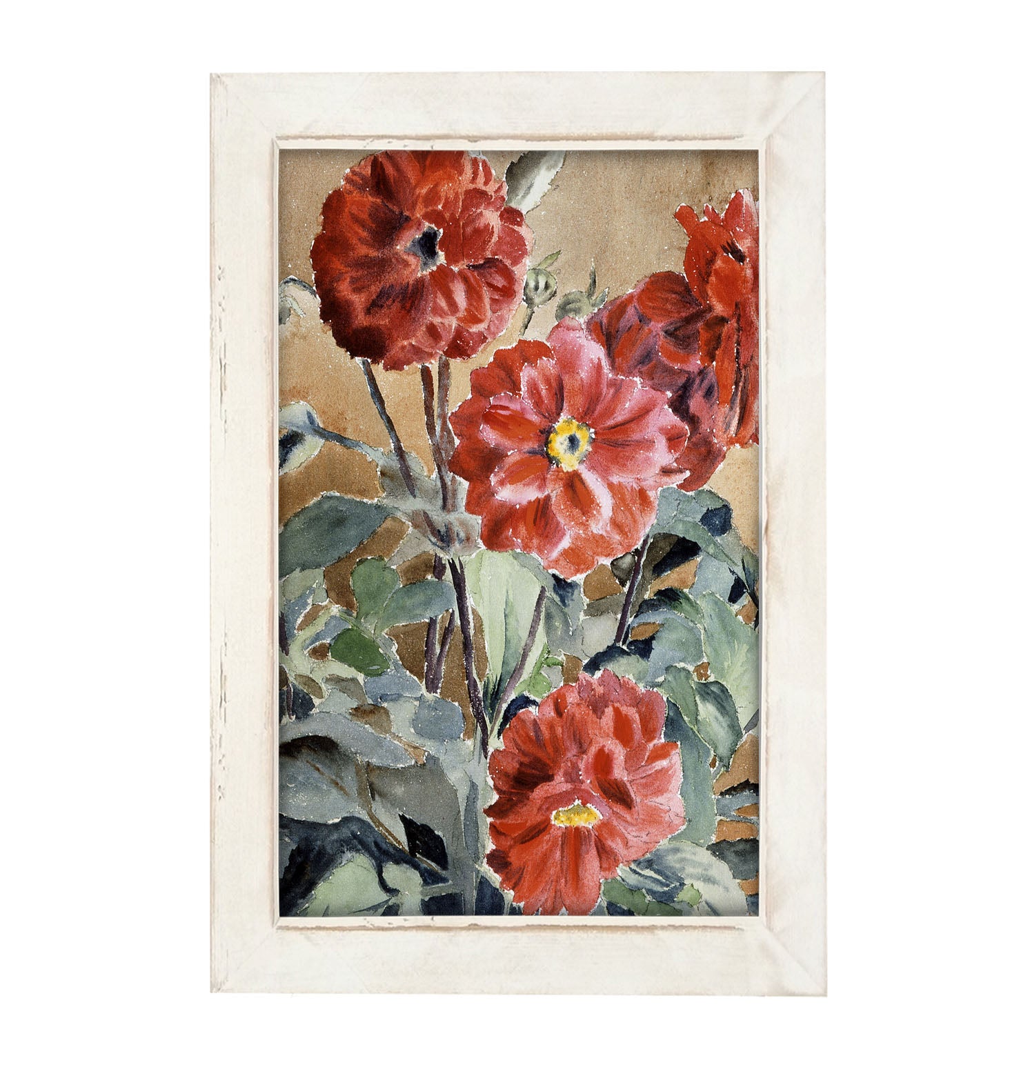 Watercolor Zinnias - Framed art